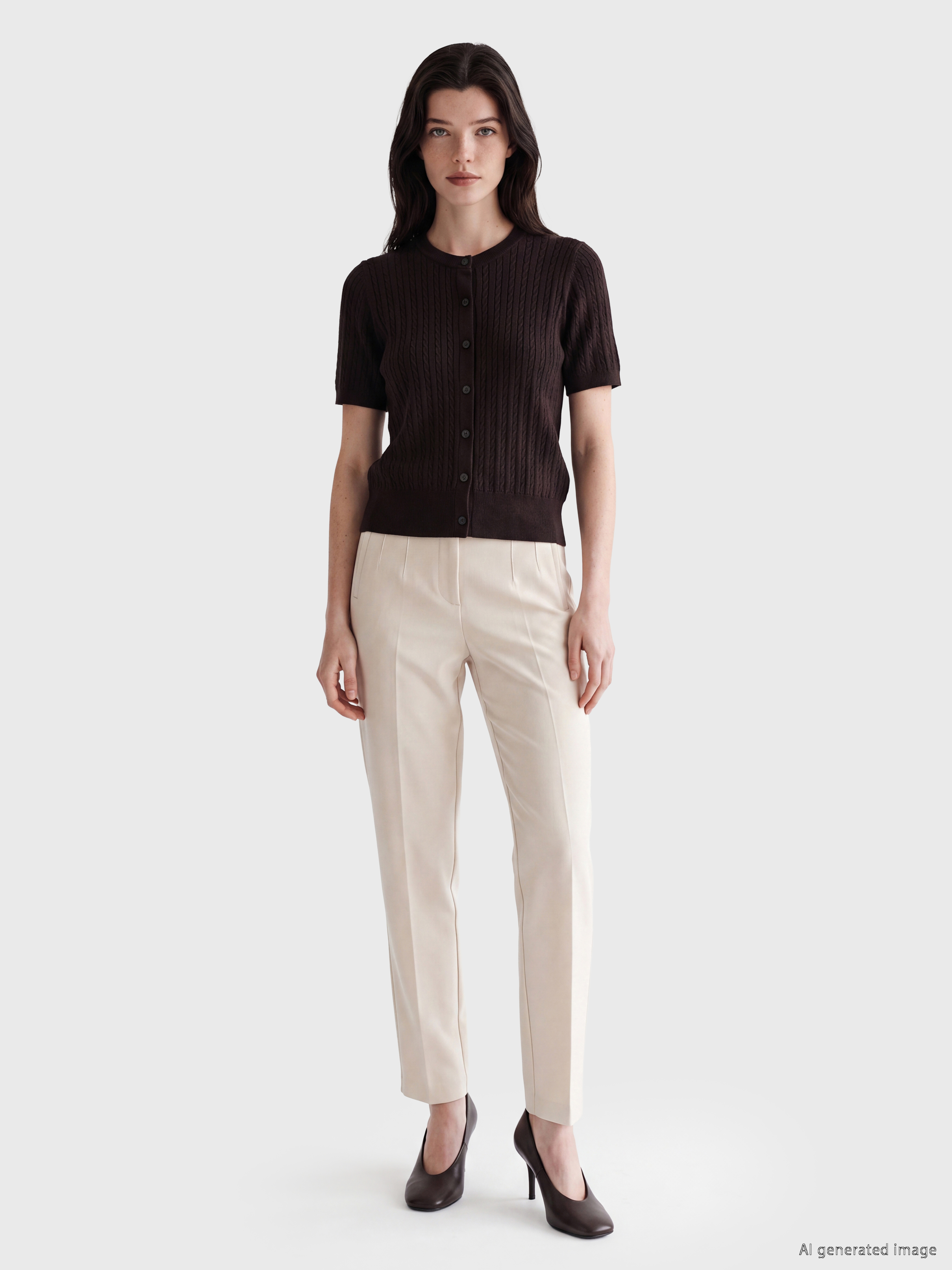 LCW Comfort Bisiklet Yaka Kadın Triko Hırka görsel 2