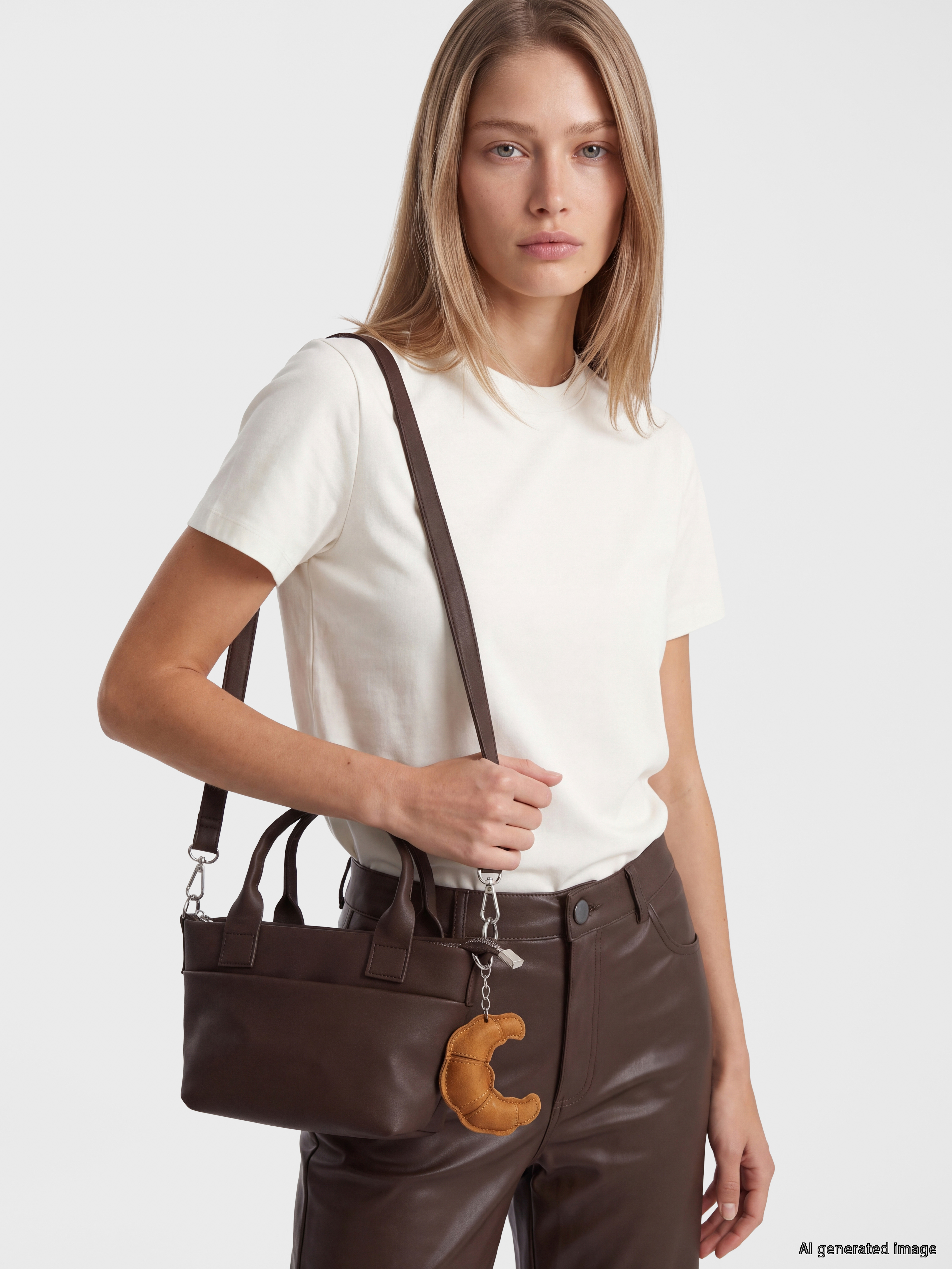 LCW ACCESSORIES Deri Görünümlü Aksesuarlı Kadın Omuz Çantası