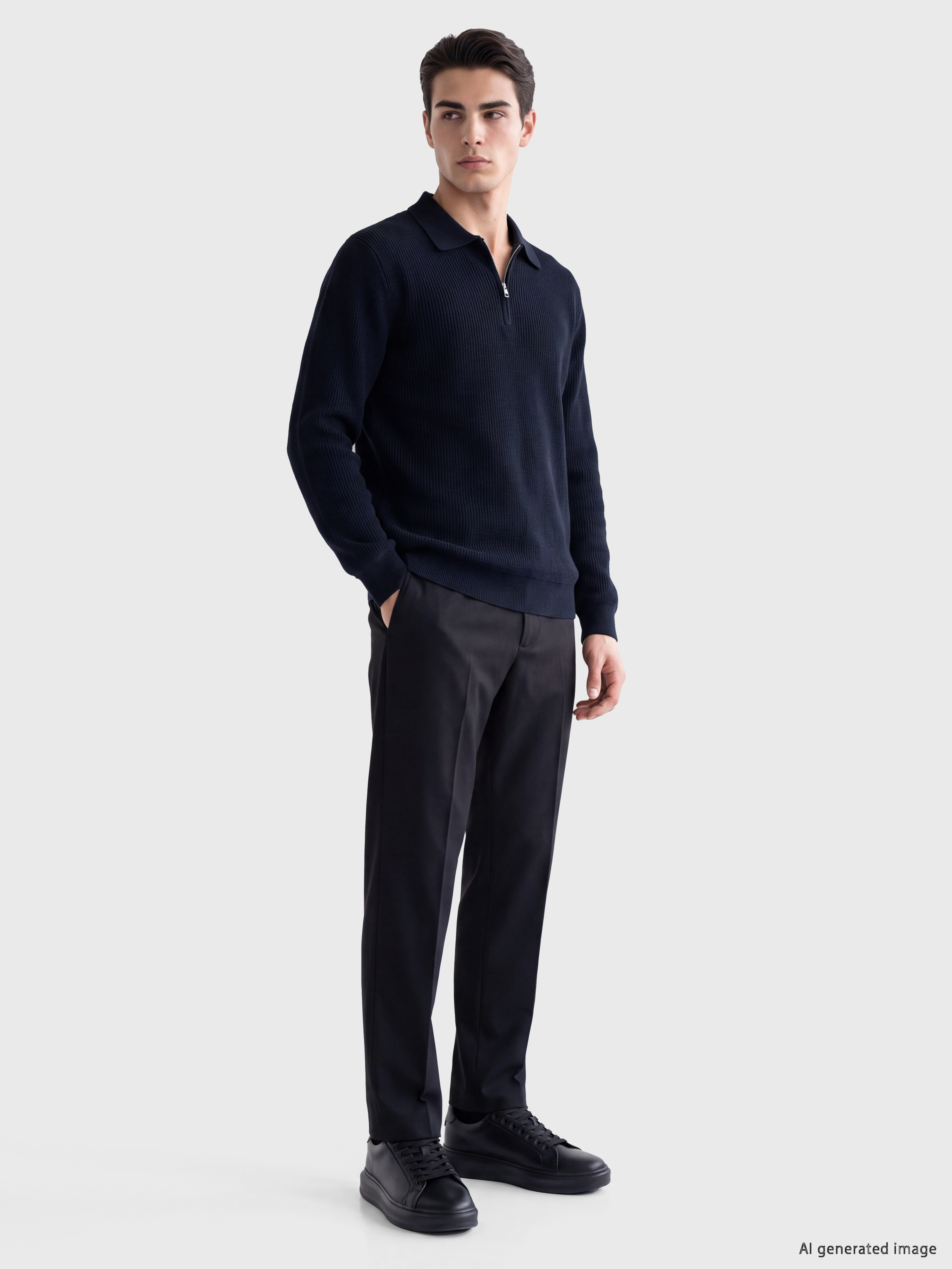 LCW ECO Polo Yaka Erkek Triko Kazak görsel 2