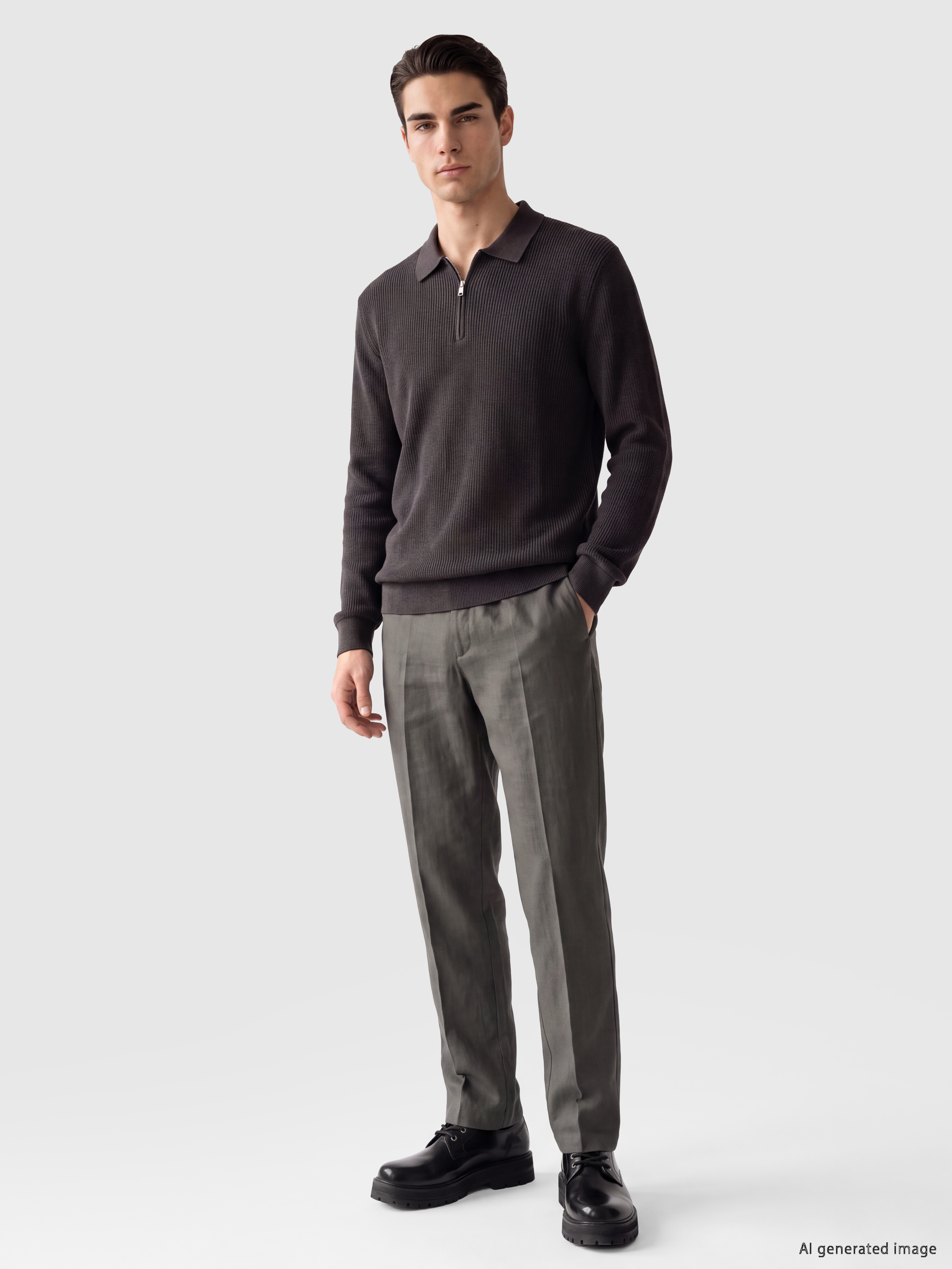 LCW ECO Polo Yaka Erkek Triko Kazak görsel 2