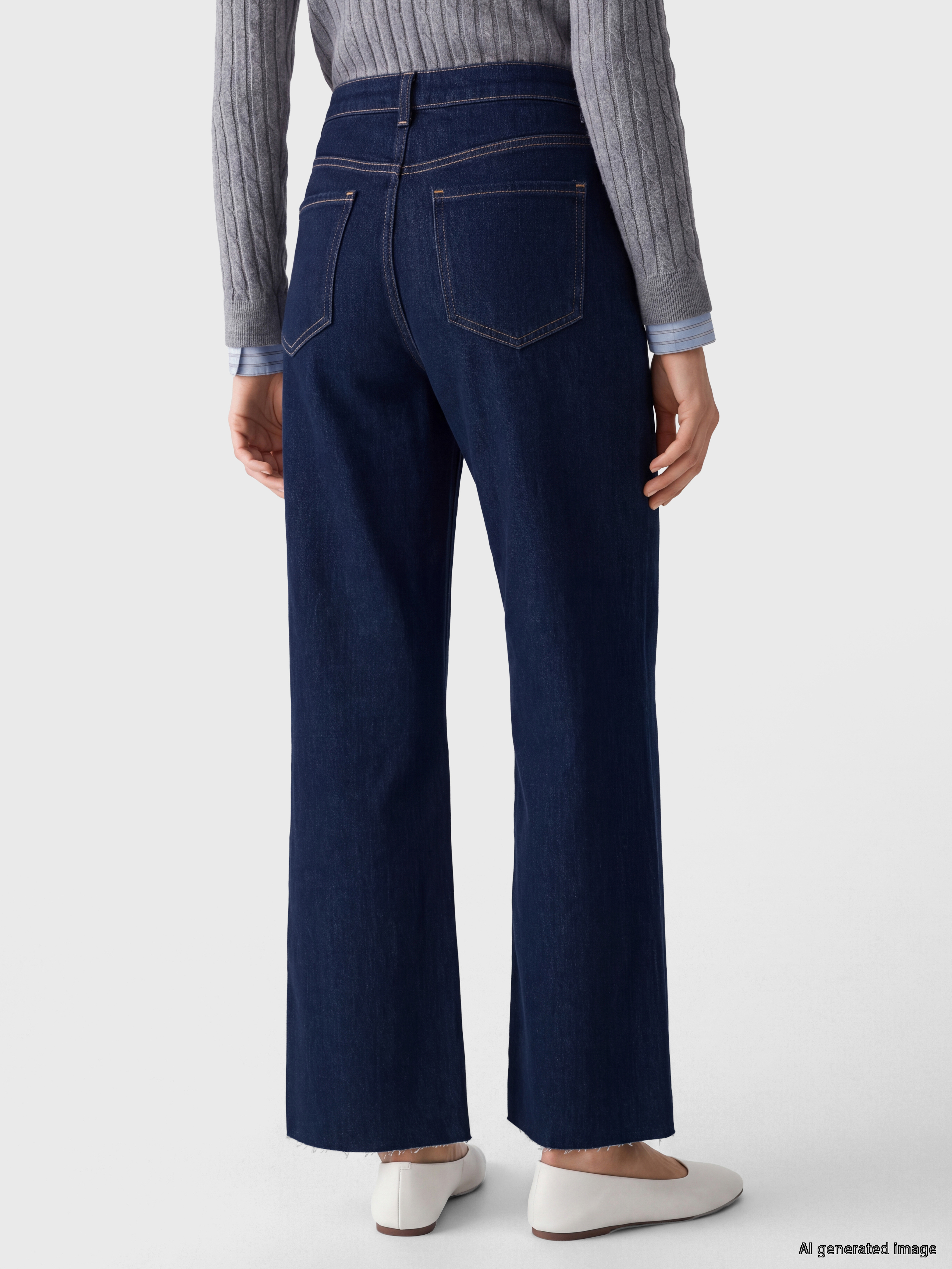 LCW Modest Yüksek Bel Wideleg Kadın Jean Pantolon görsel 4