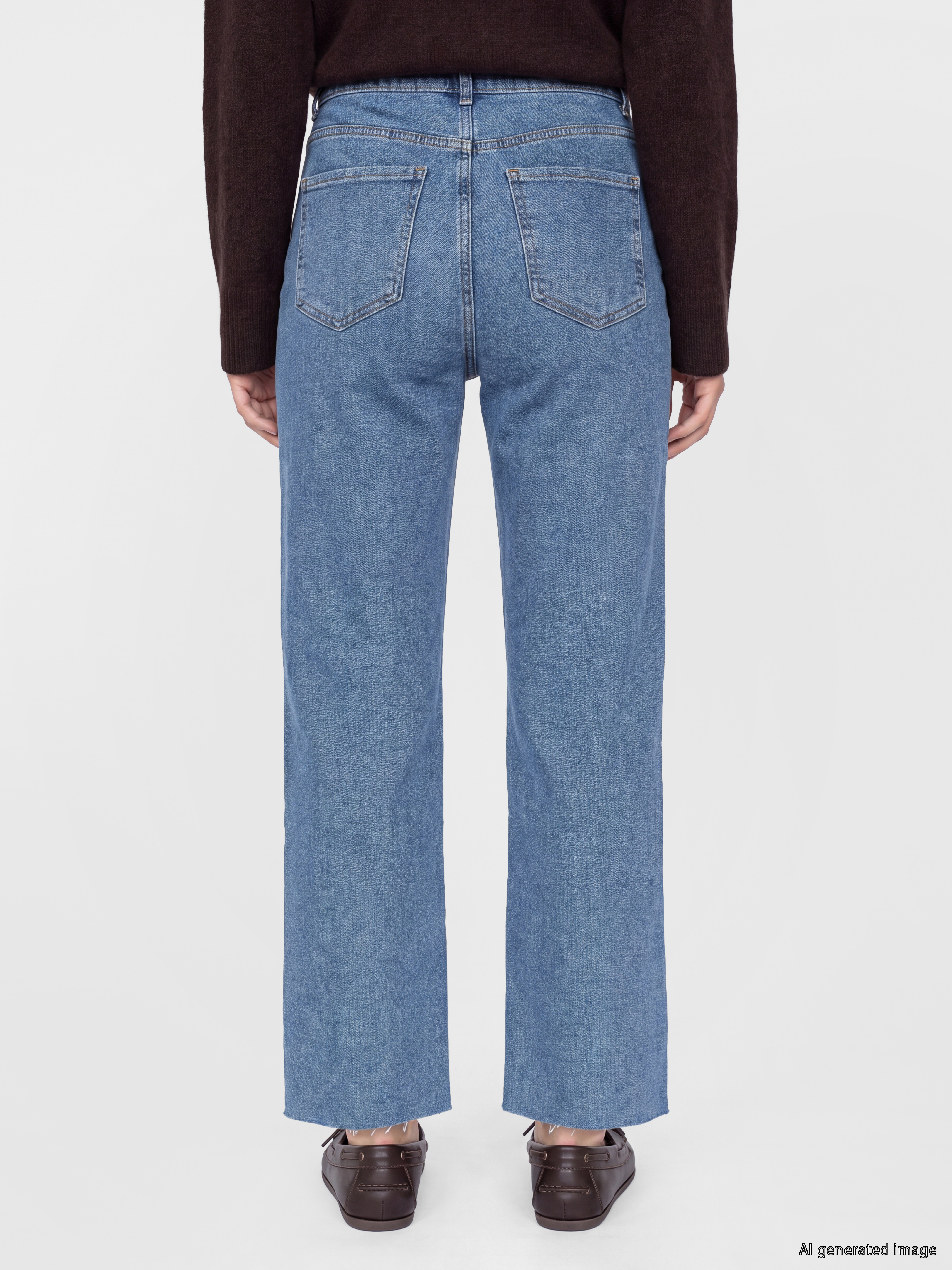 LCW Modest Yüksek Bel Wideleg Kadın Jean Pantolon görsel 4