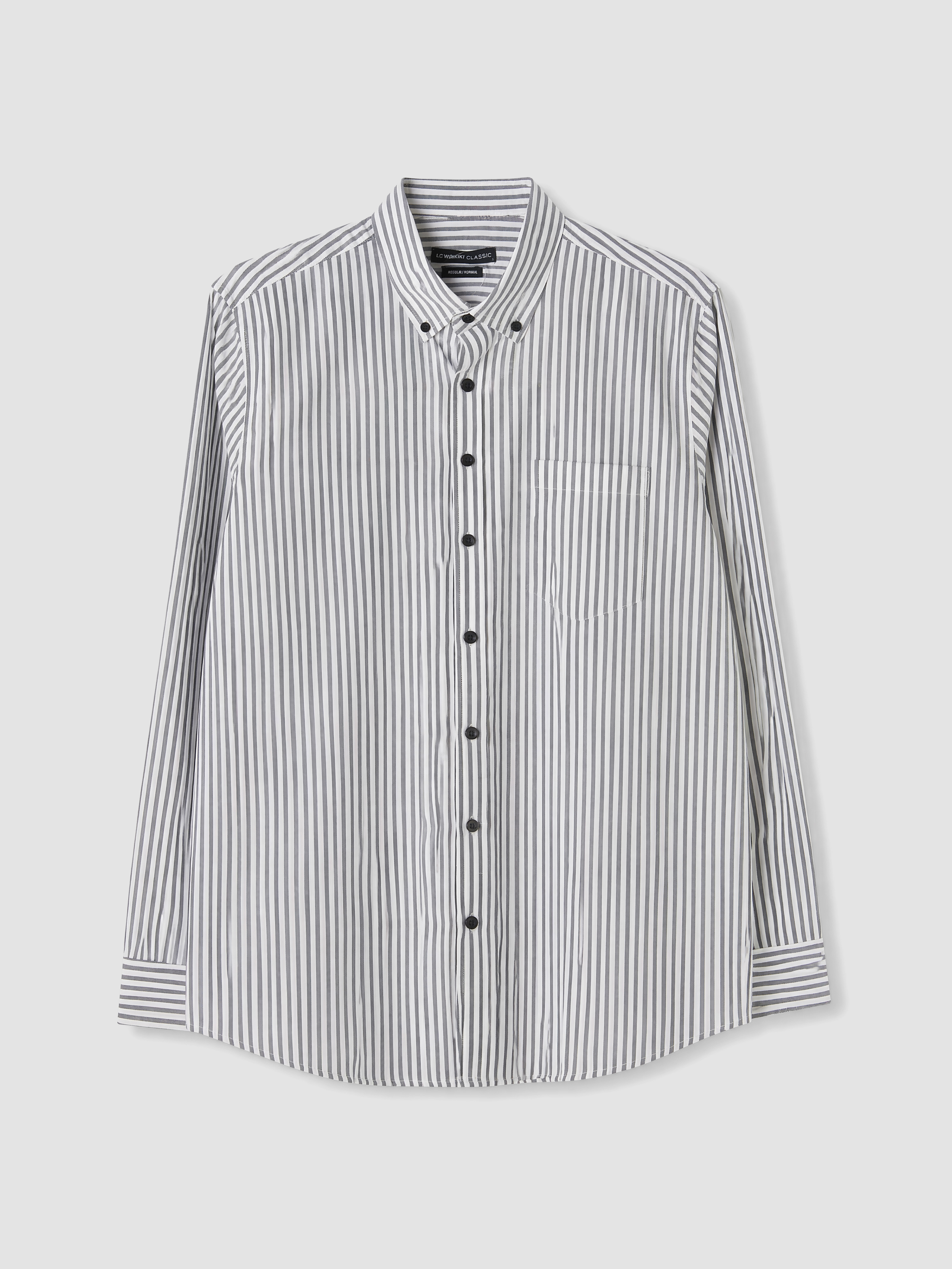 LCWAIKIKI Classic Regular Fit Çizgili Oxford Erkek Gömlek görsel 4