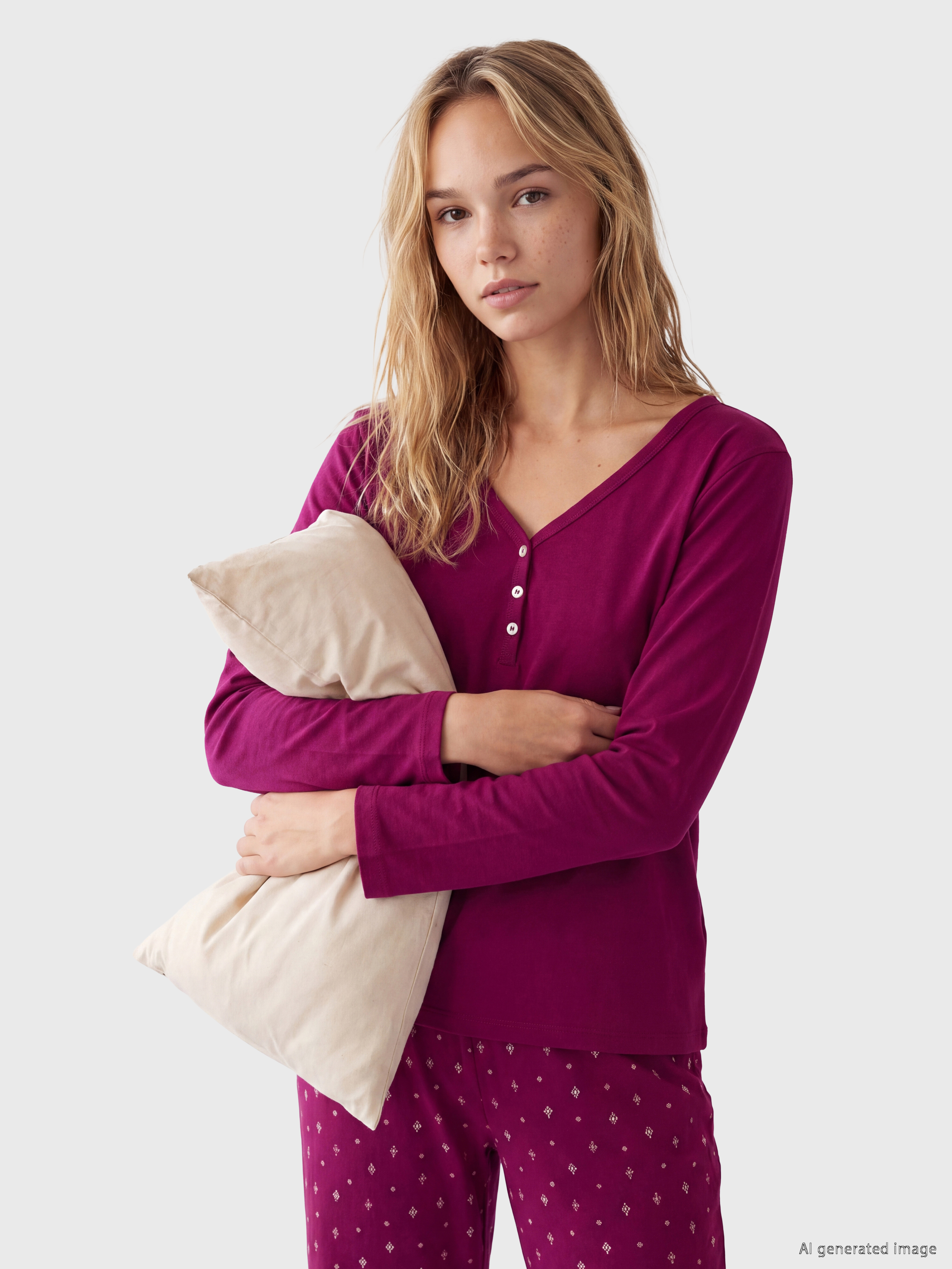 LCW DREAM V Yaka Baskılı Kadın Pijama Takımı görsel 2