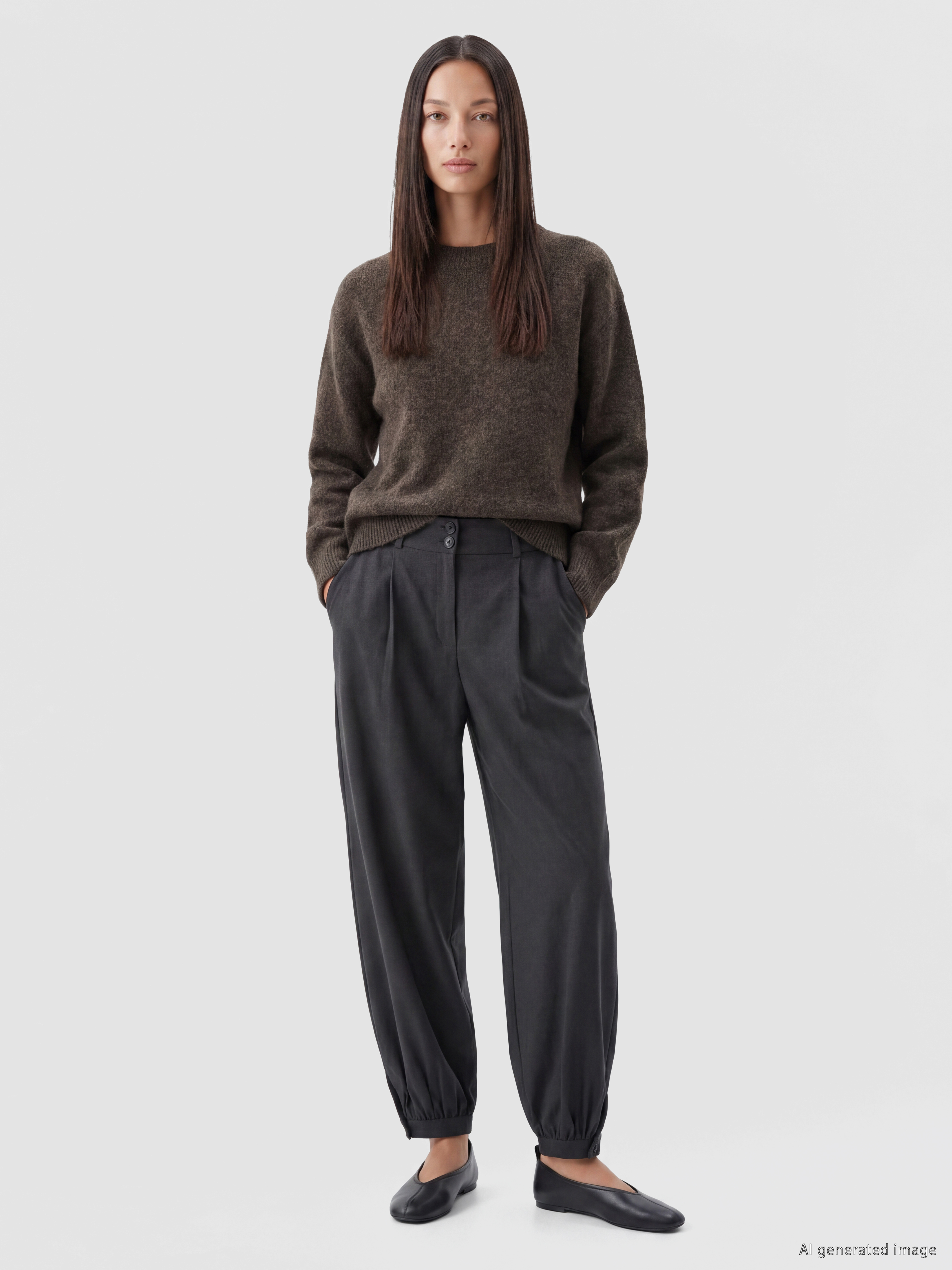 LCWAIKIKI Classic Bisiklet Yaka Oversize Kadın Triko Kazak görsel 2
