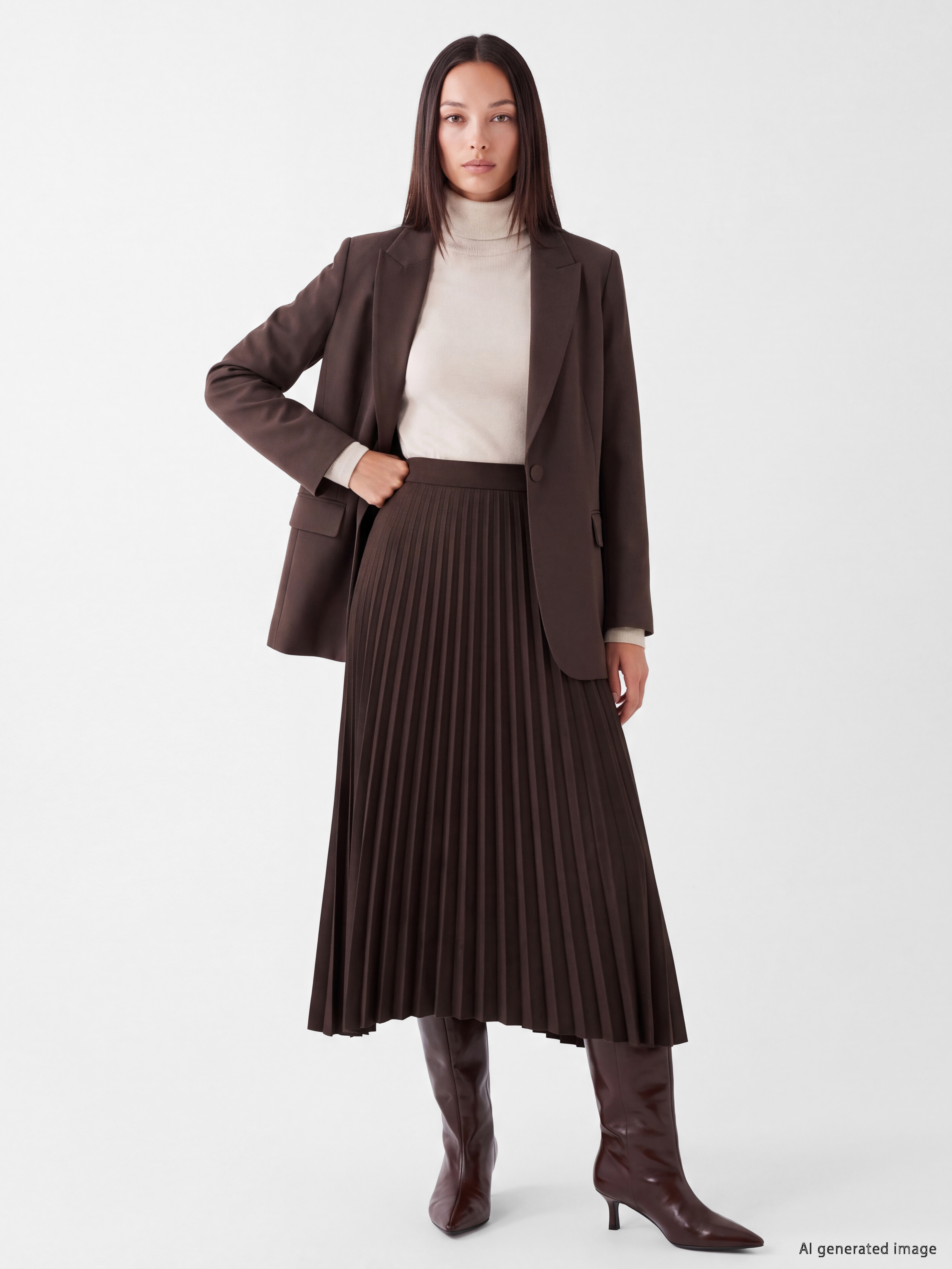 LCWAIKIKI Classic Beli Fermuarlı Krep Pileli Etek