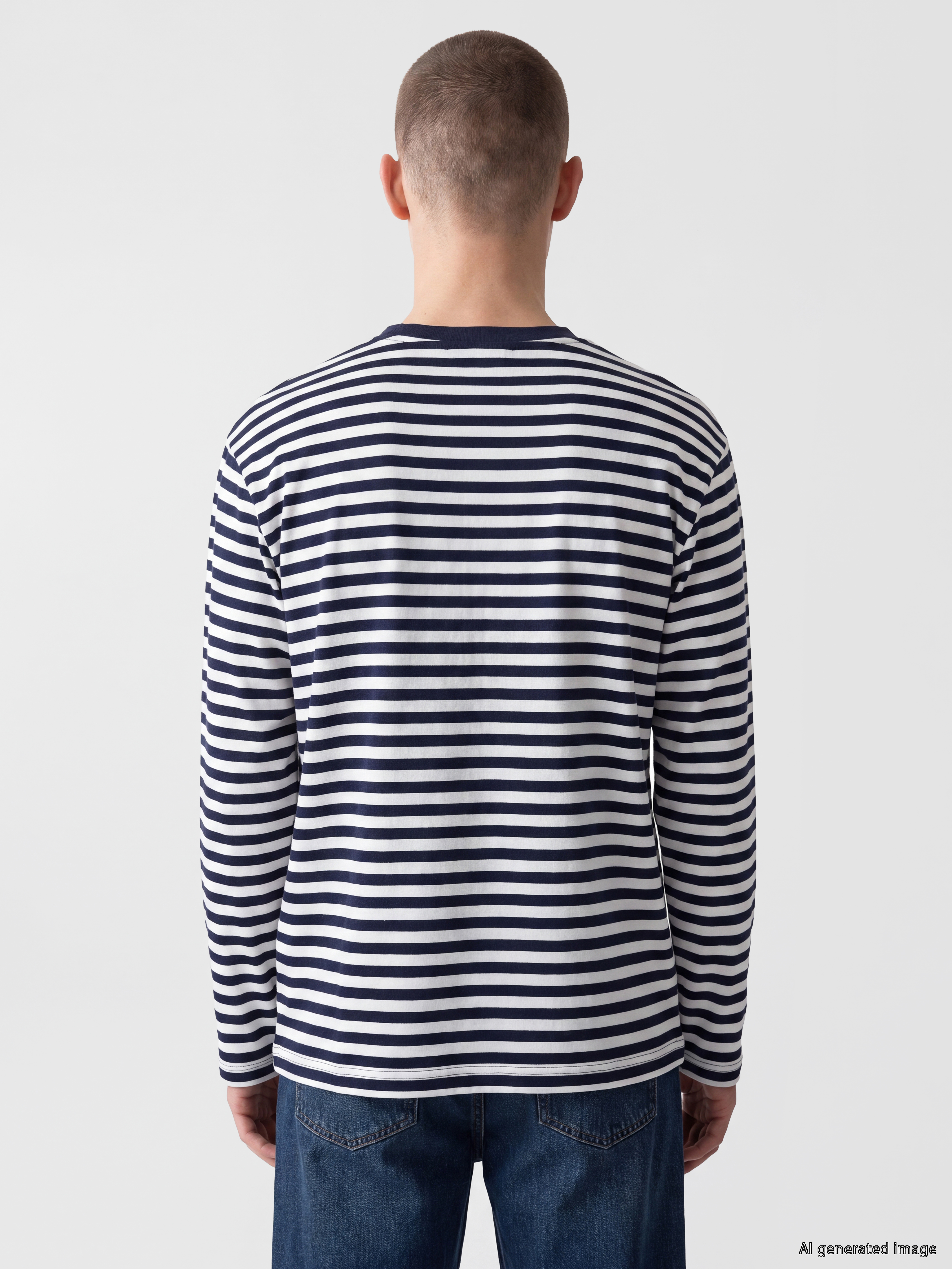 XSIDE Bisiklet Yaka Çizgili Erkek Sweatshirt görsel 3