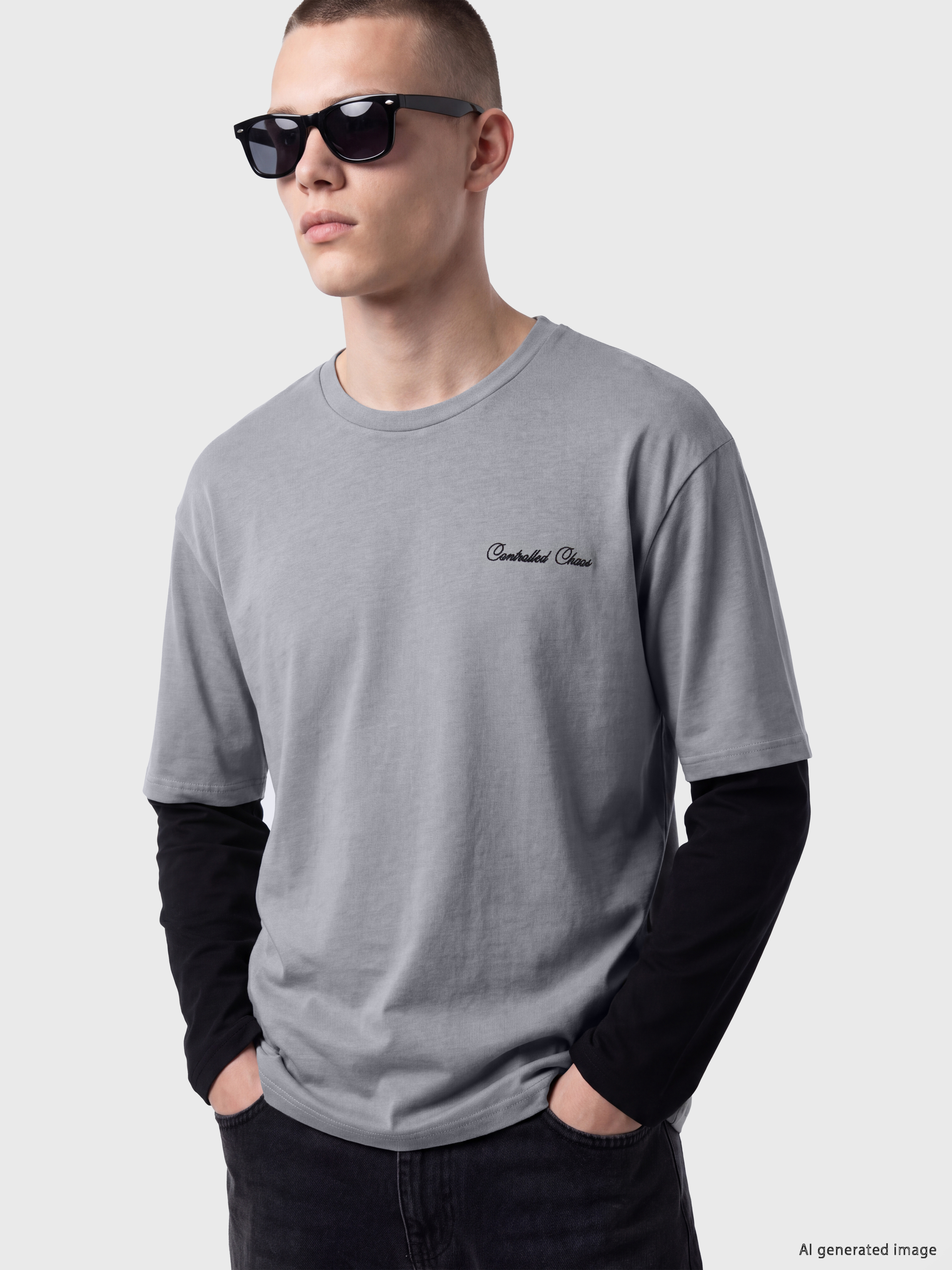 XSIDE Bisiklet Yaka Baskılı Erkek Sweatshirt