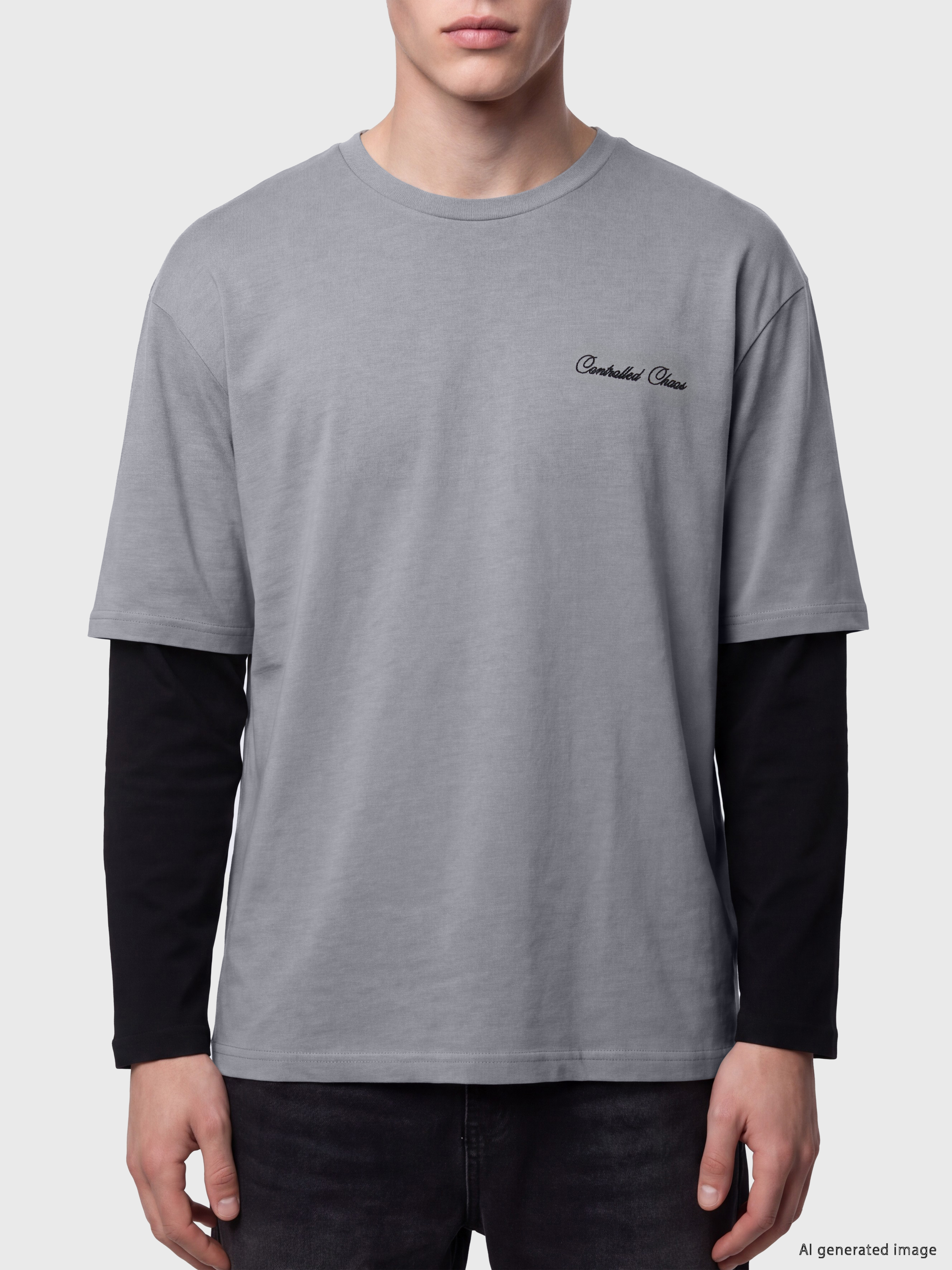 XSIDE Bisiklet Yaka Baskılı Erkek Sweatshirt görsel 3