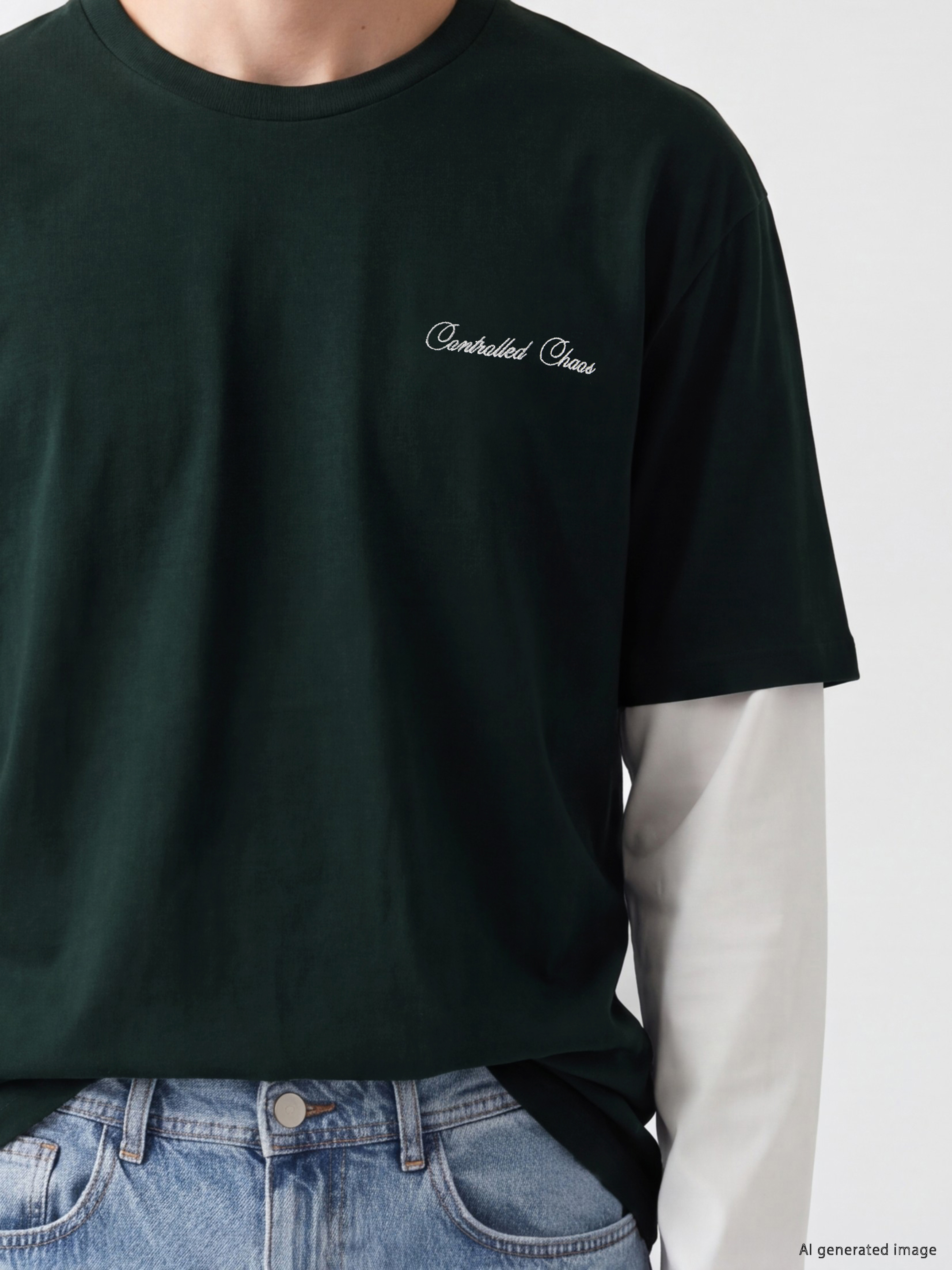 XSIDE Bisiklet Yaka Baskılı Erkek Sweatshirt görsel 2