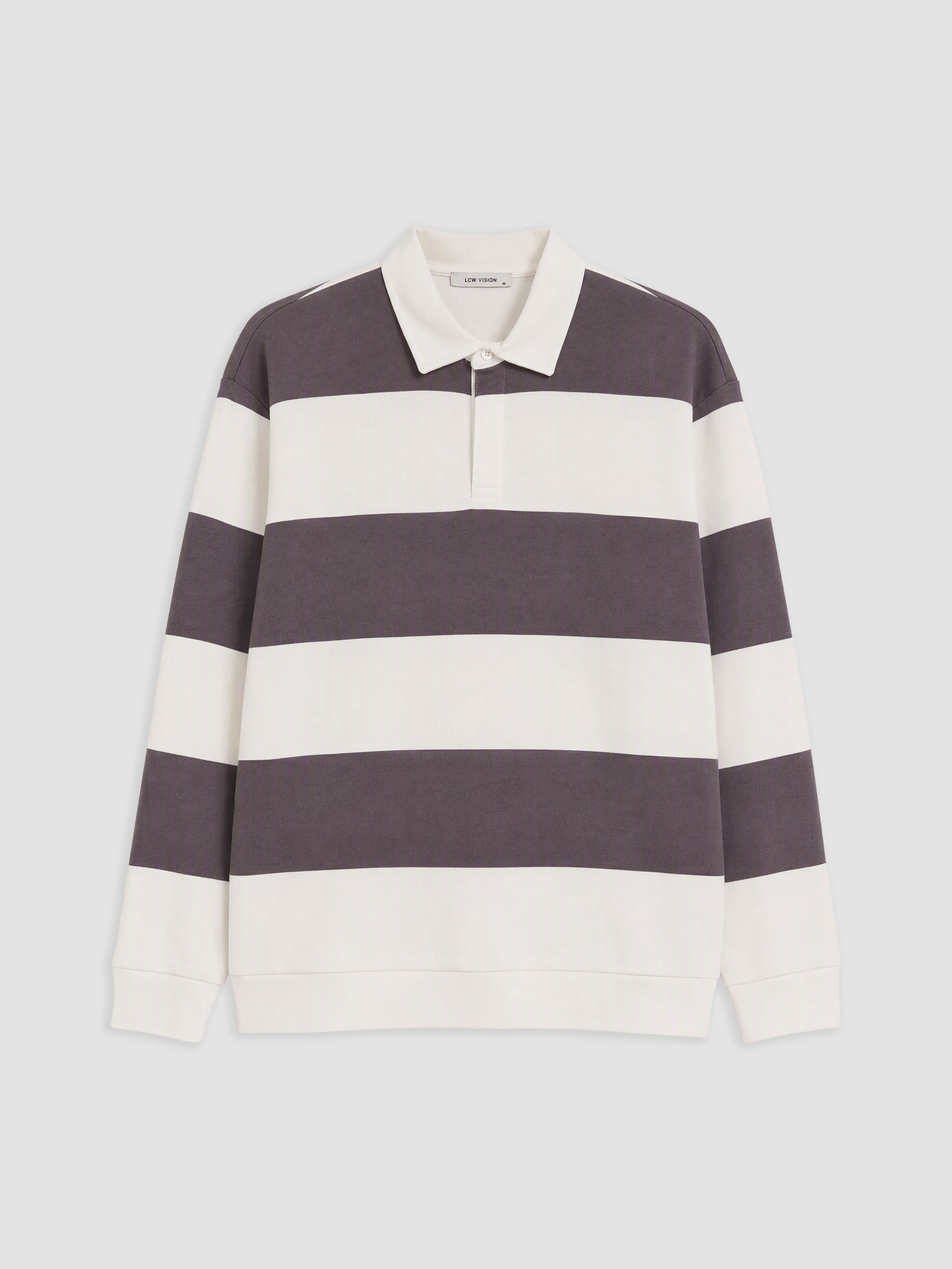 LCW Vision Polo Yaka Çizgili Erkek Sweatshirt görsel 4