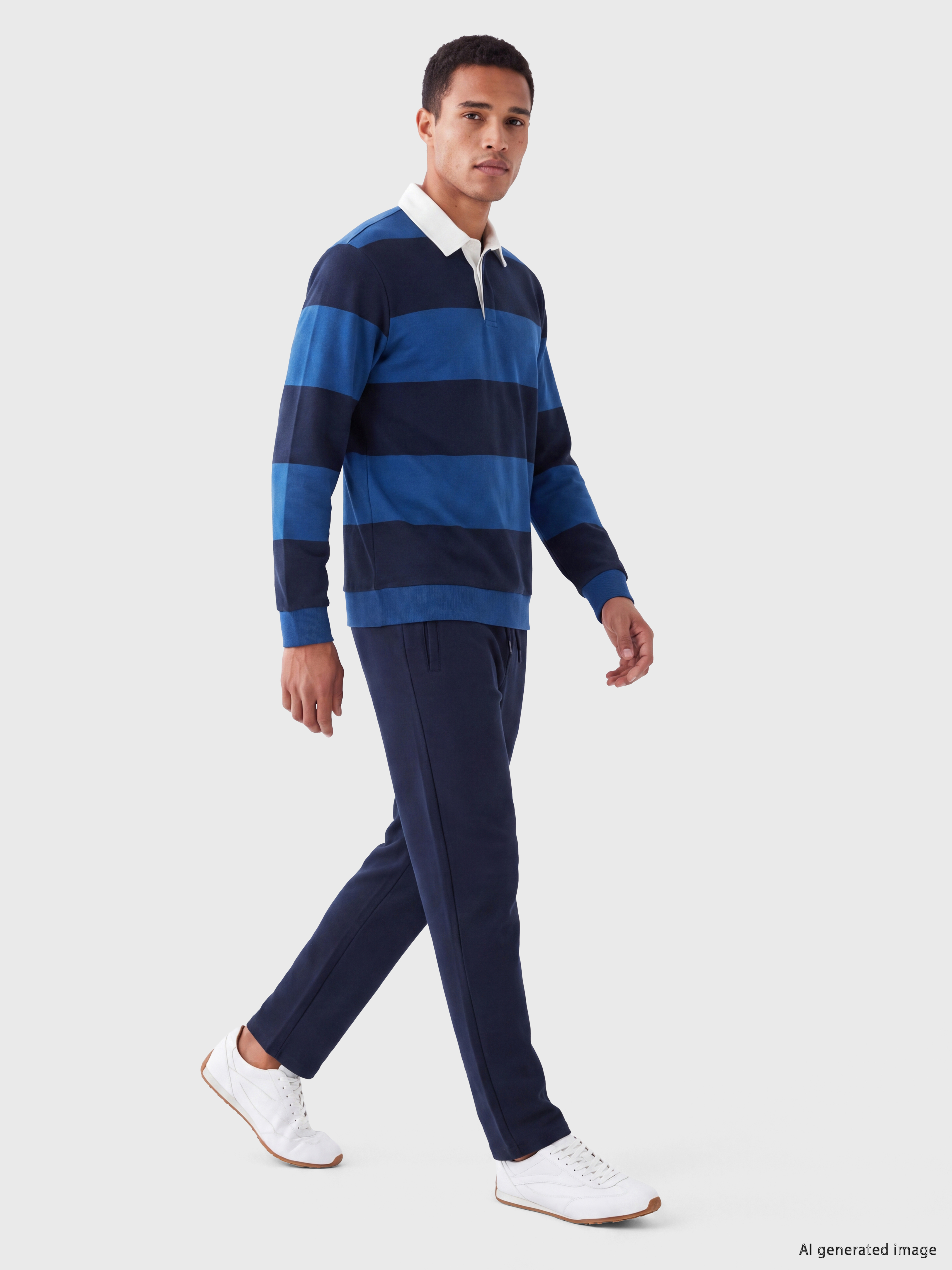 LCW Vision Polo Yaka Çizgili Erkek Sweatshirt görsel 2