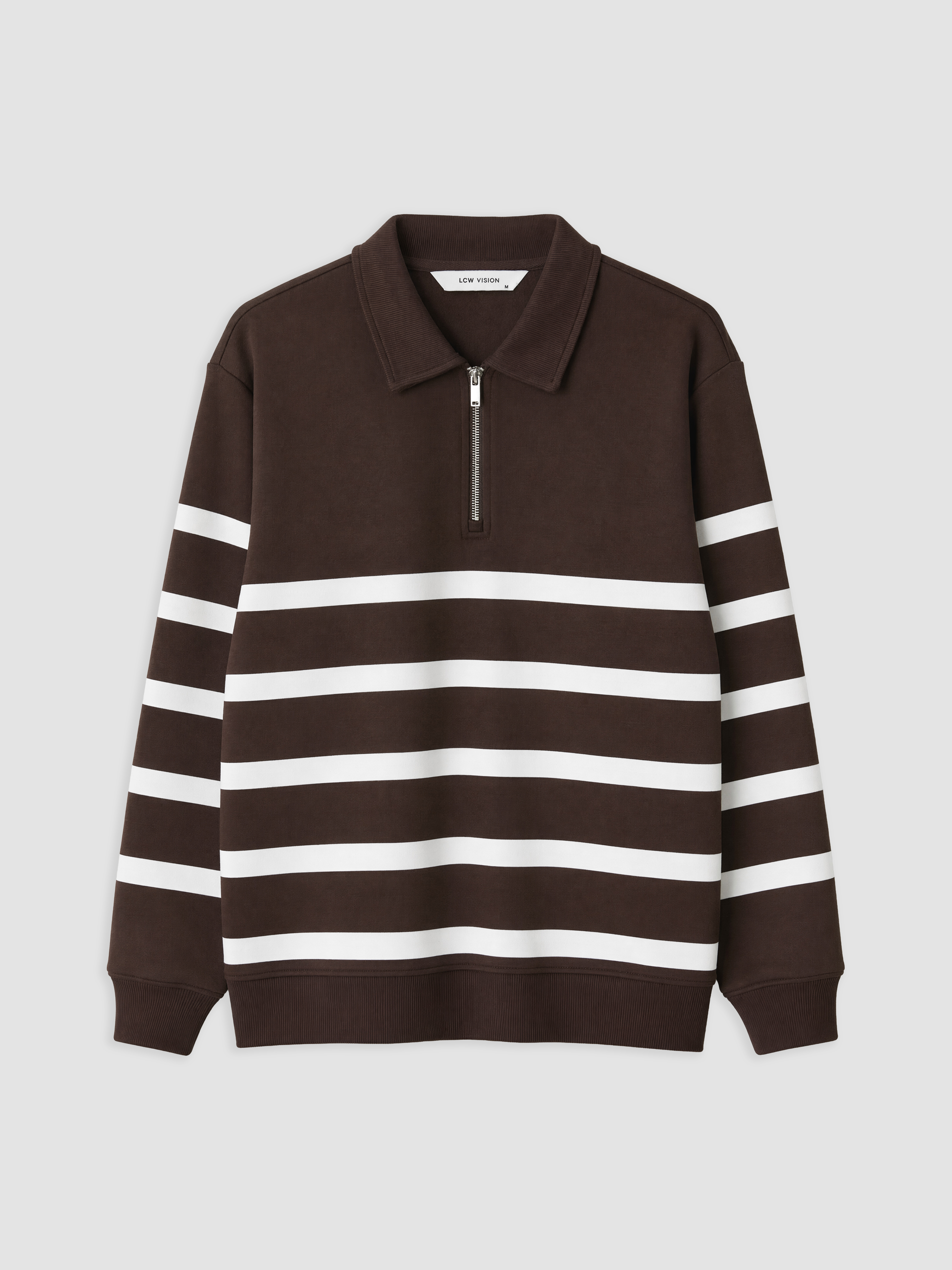 LCW Vision Polo Yaka Çizgili Erkek Sweatshirt görsel 4