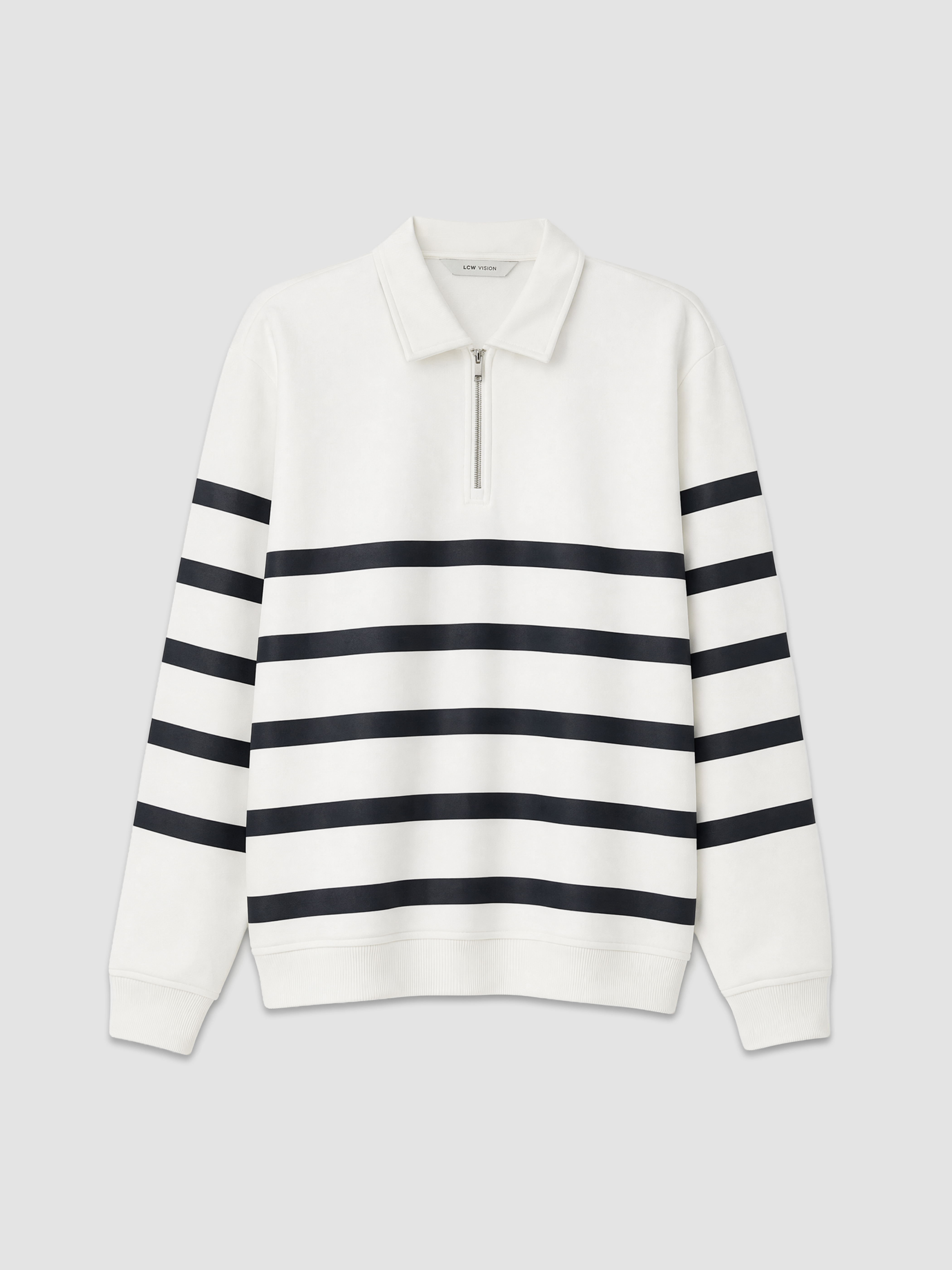 LCW Vision Polo Yaka Çizgili Erkek Sweatshirt görsel 5