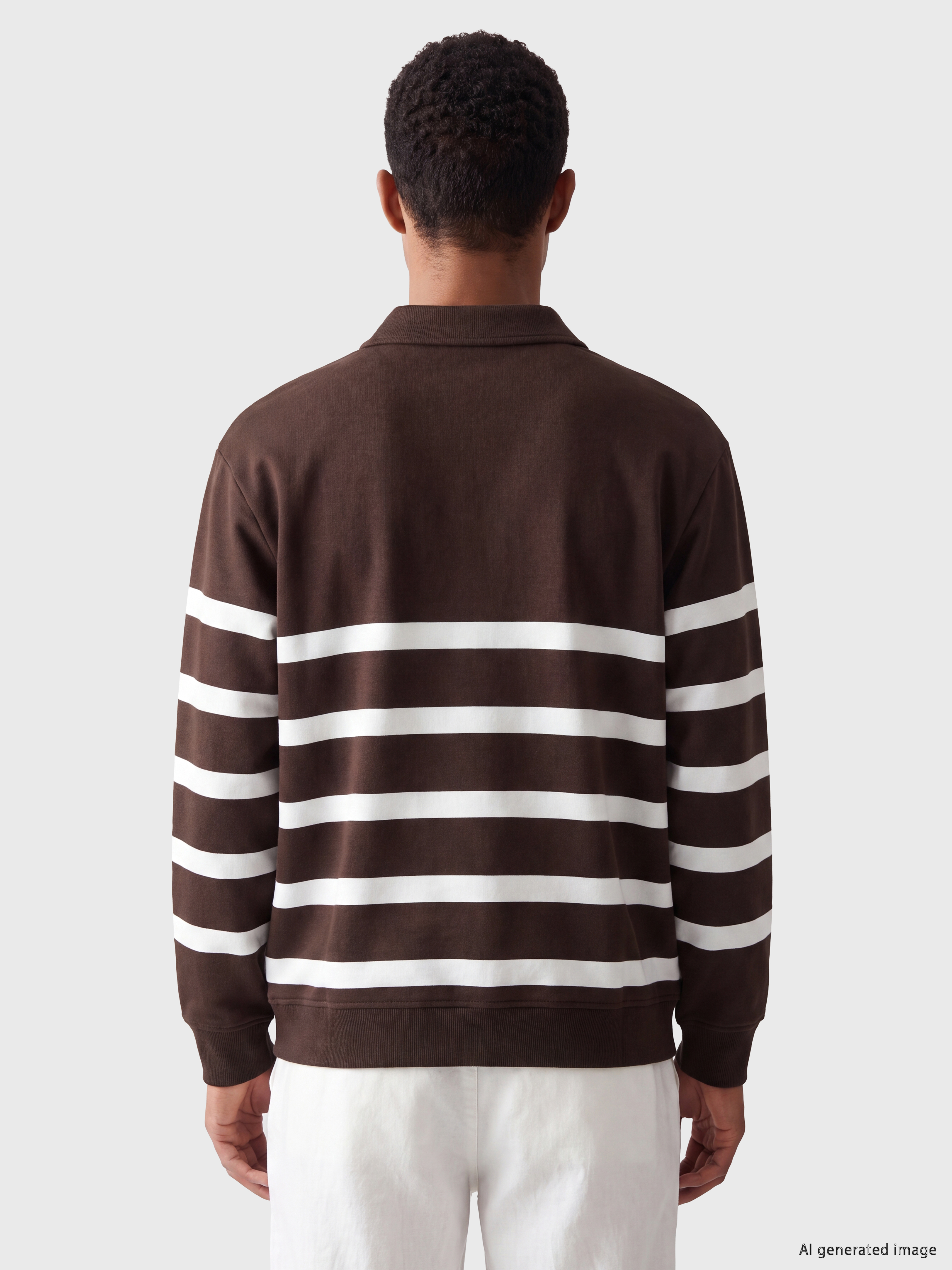 LCW Vision Polo Yaka Çizgili Erkek Sweatshirt görsel 3