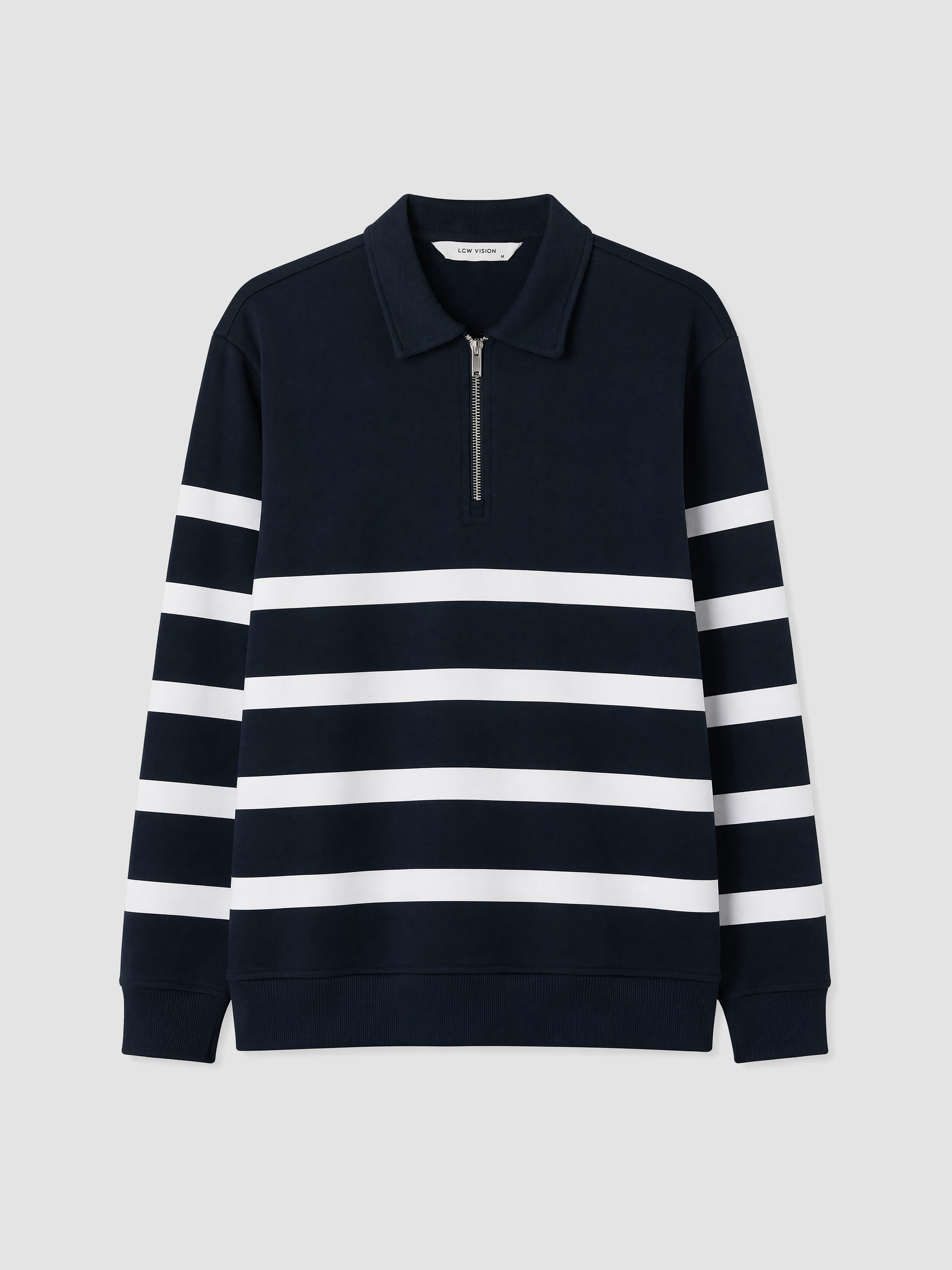 LCW Vision Polo Yaka Çizgili Erkek Sweatshirt görsel 5