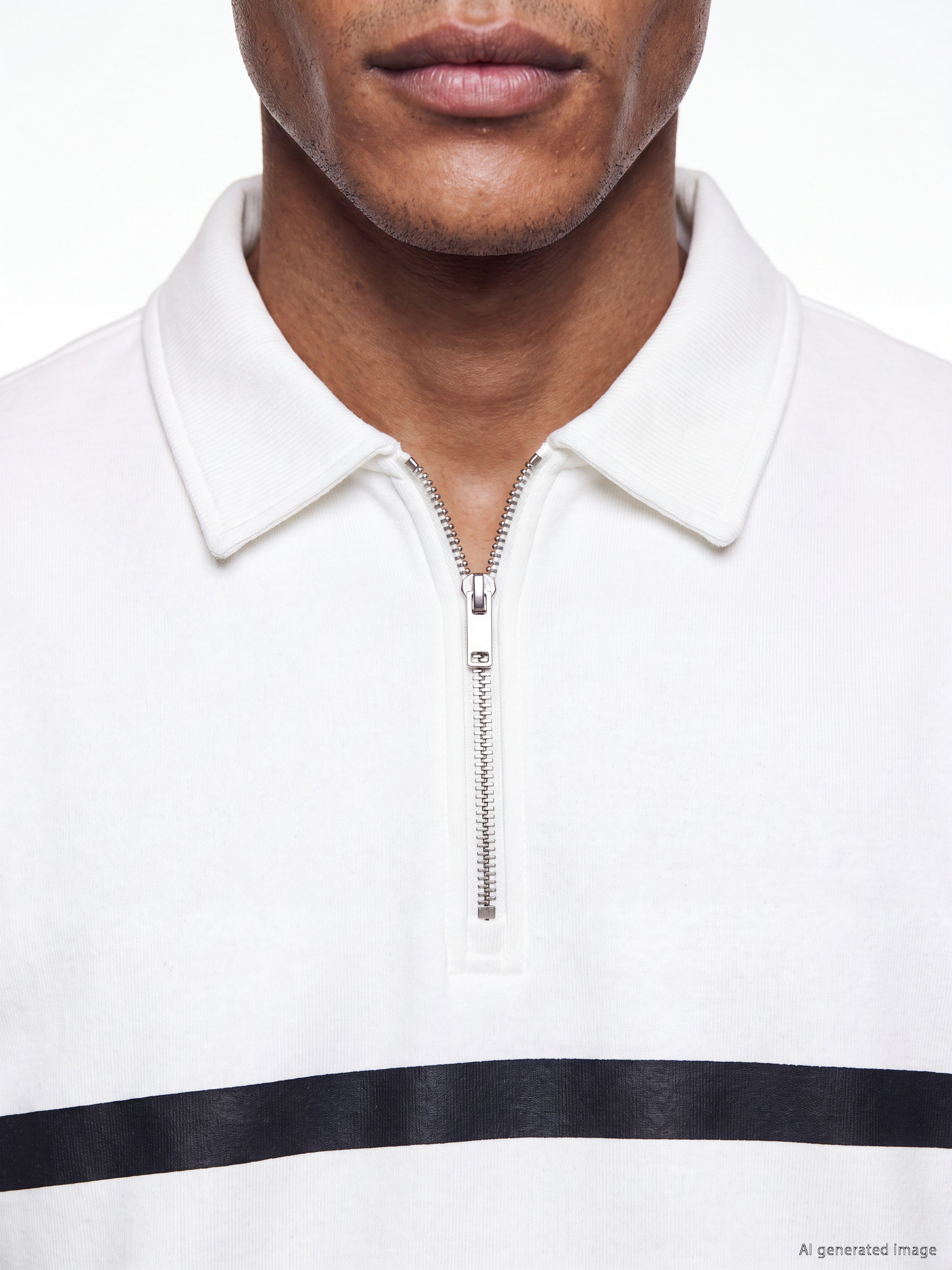 LCW Vision Polo Yaka Çizgili Erkek Sweatshirt görsel 3