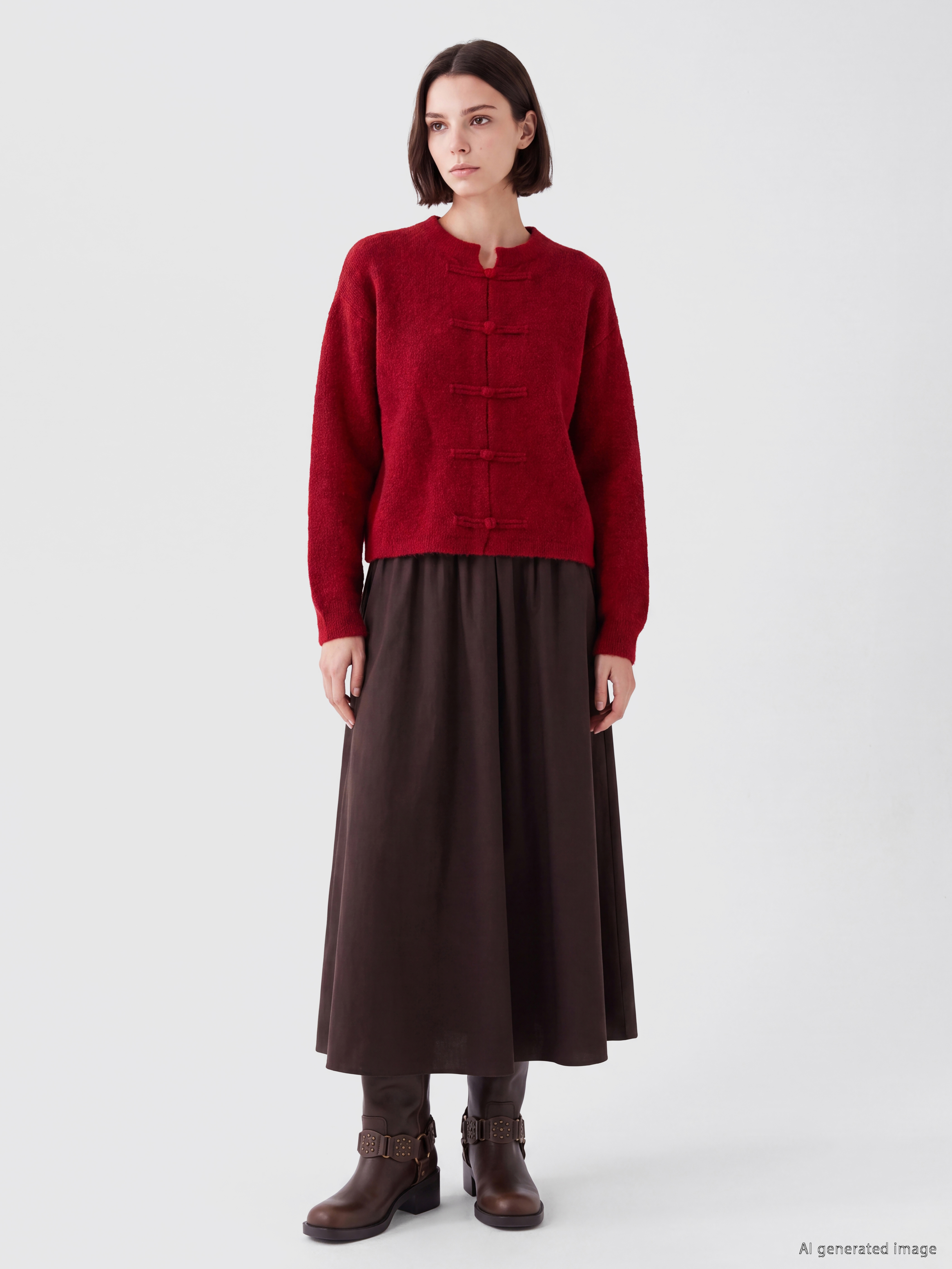 LCW Modest Bisiklet Yaka Kadın Triko Hırka görsel 2