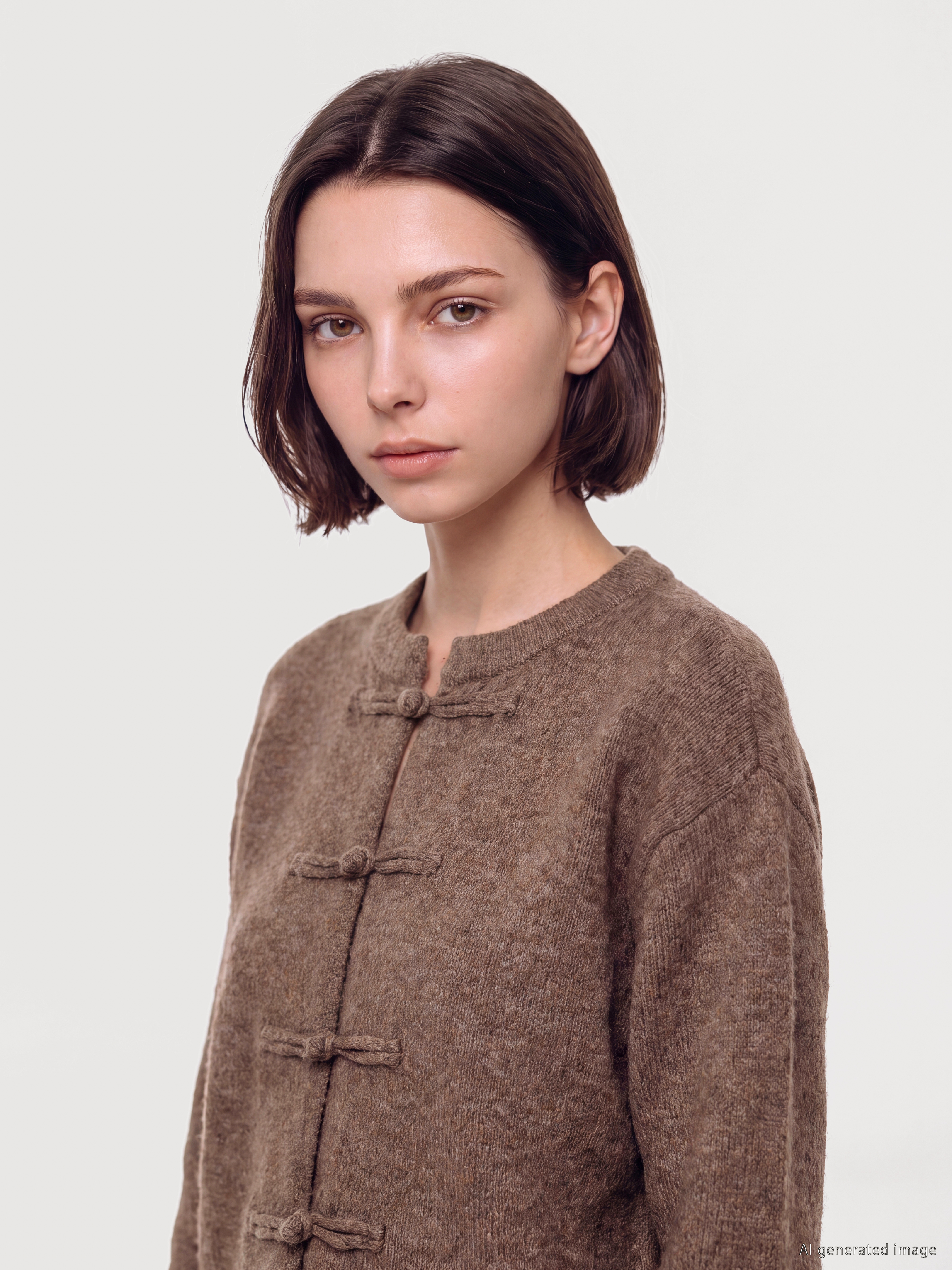 LCW Modest Bisiklet Yaka Kadın Triko Hırka görsel 3