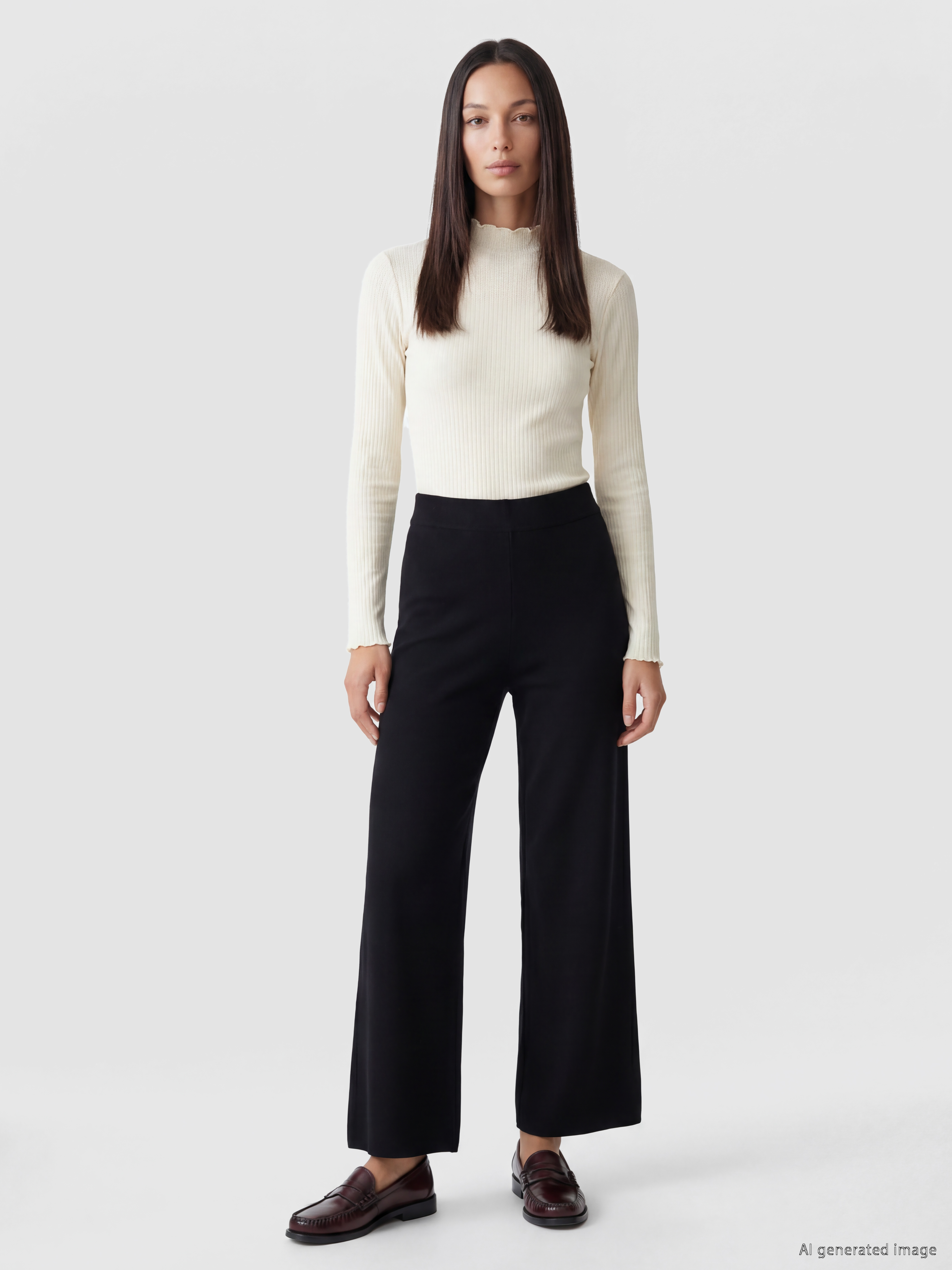 LCW EVERYDAY Beli Lastikli Geniş Paça Kadın Triko Pantolon