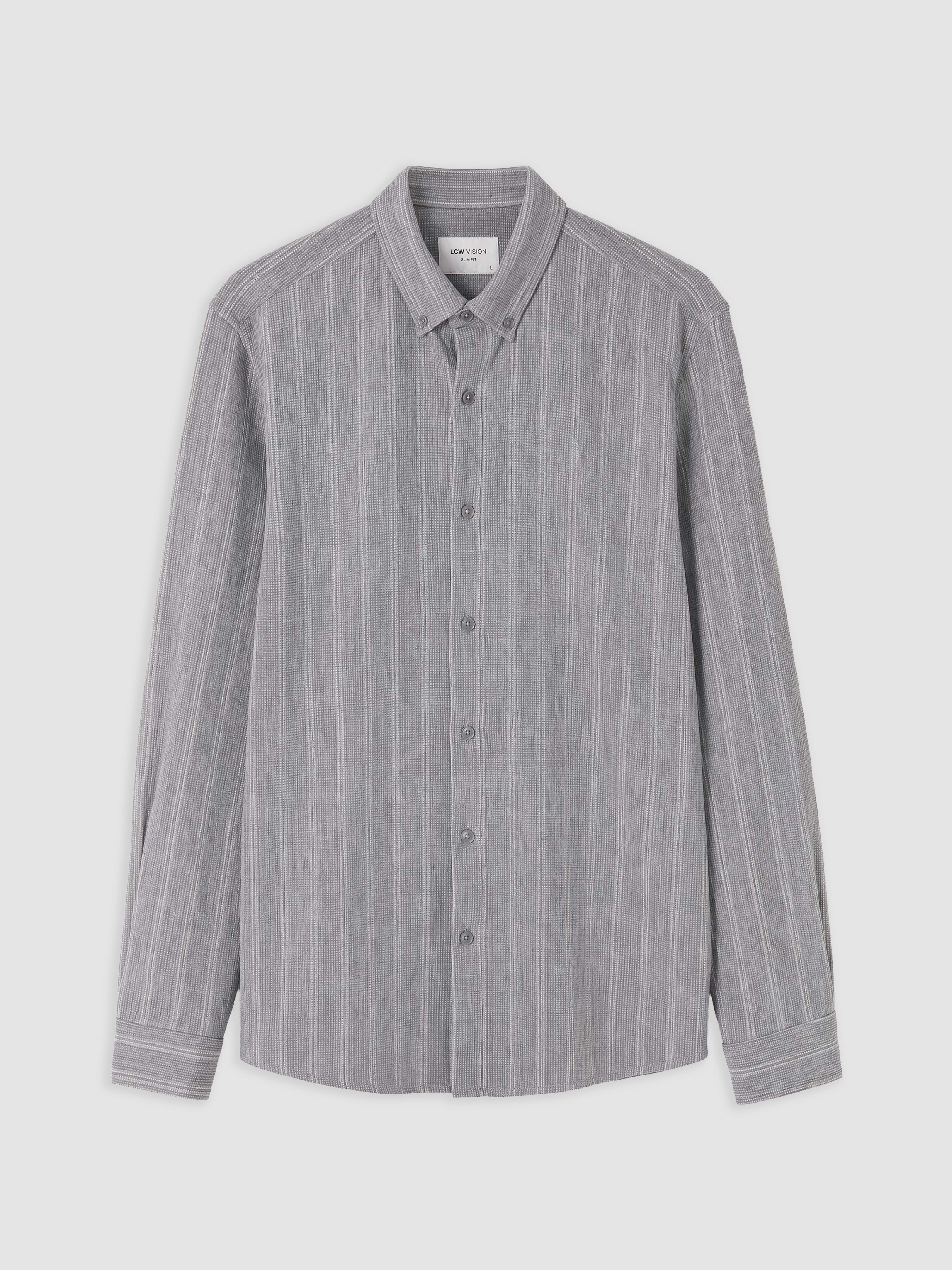 LCW Vision Slim Fit Çizgili Erkek Gömlek