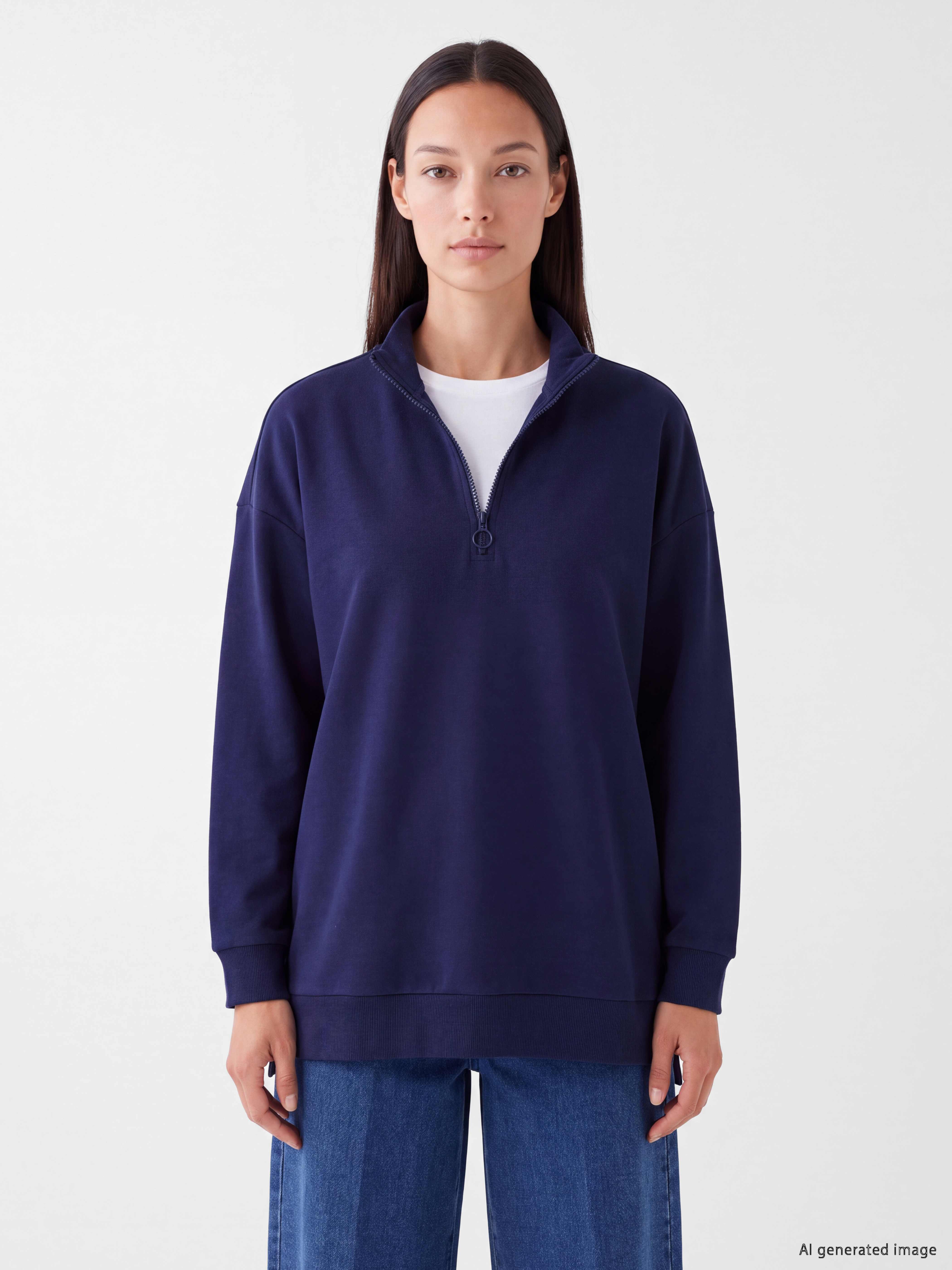 LC WAIKIKI Dik Yaka Kadın Sweatshirt Tunik