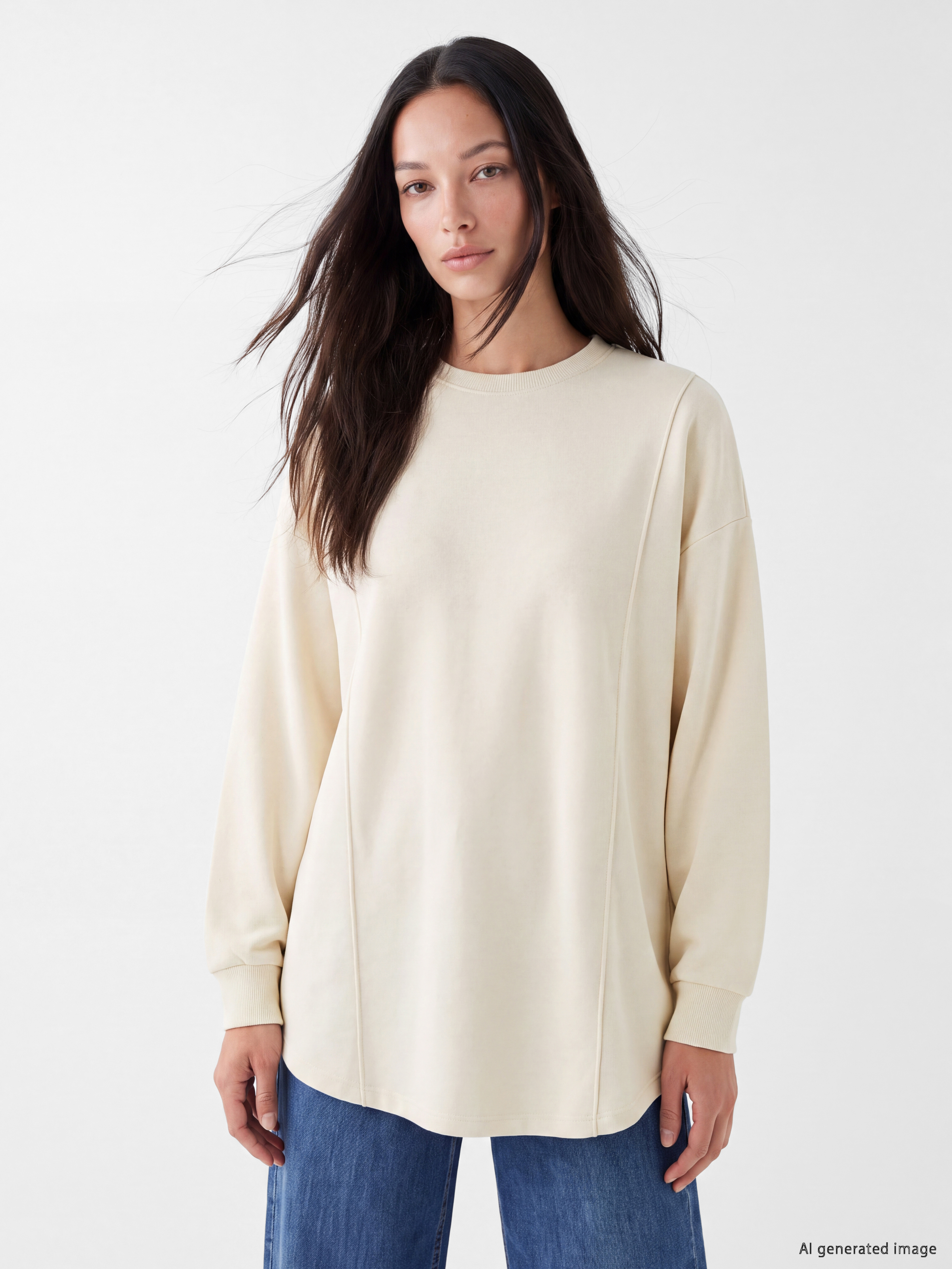 LC WAIKIKI Bisiklet Yaka Kadın Sweatshirt Tunik