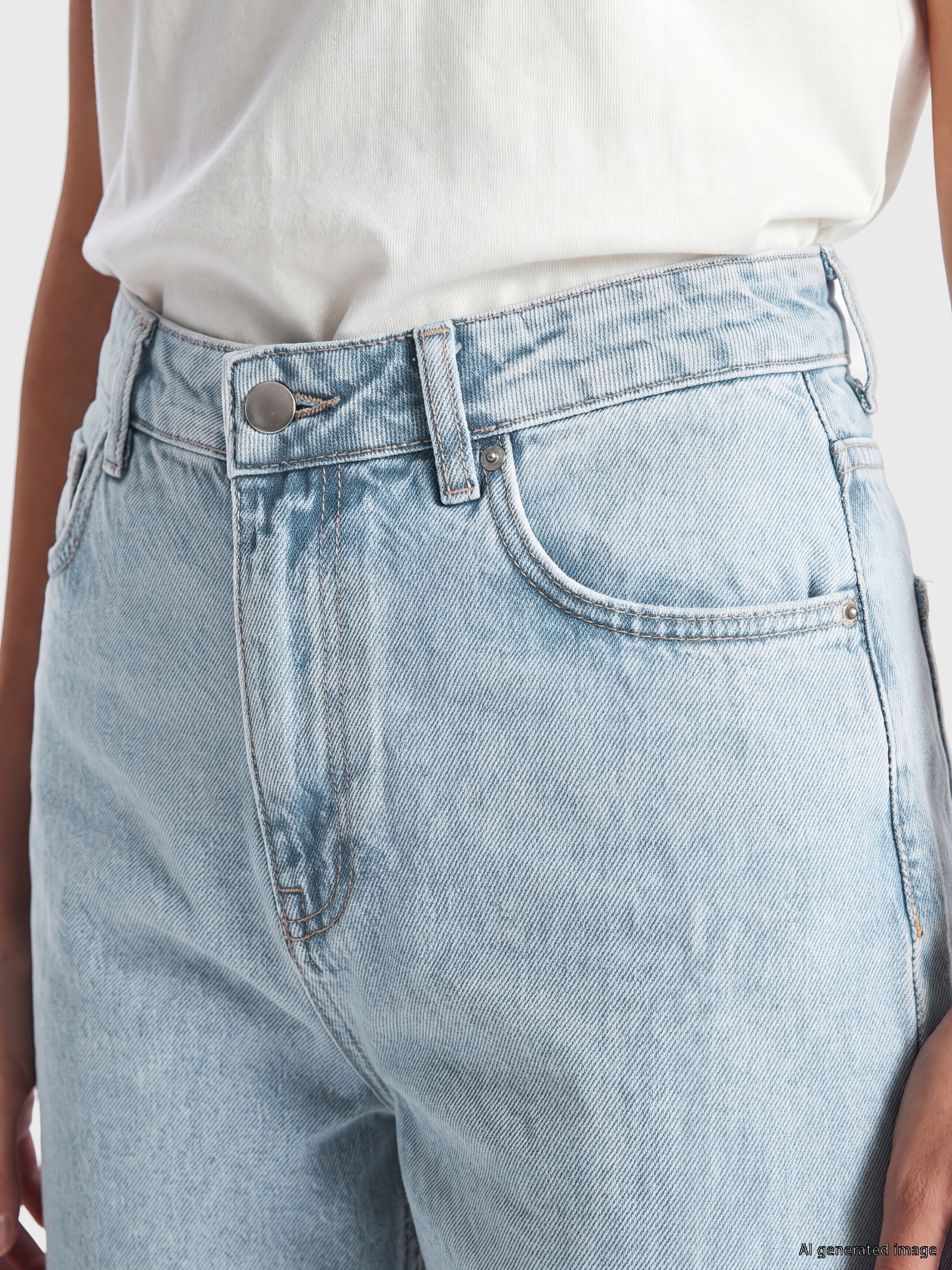 LC WAIKIKI Wideleg Kadın Jean Pantolon görsel 3
