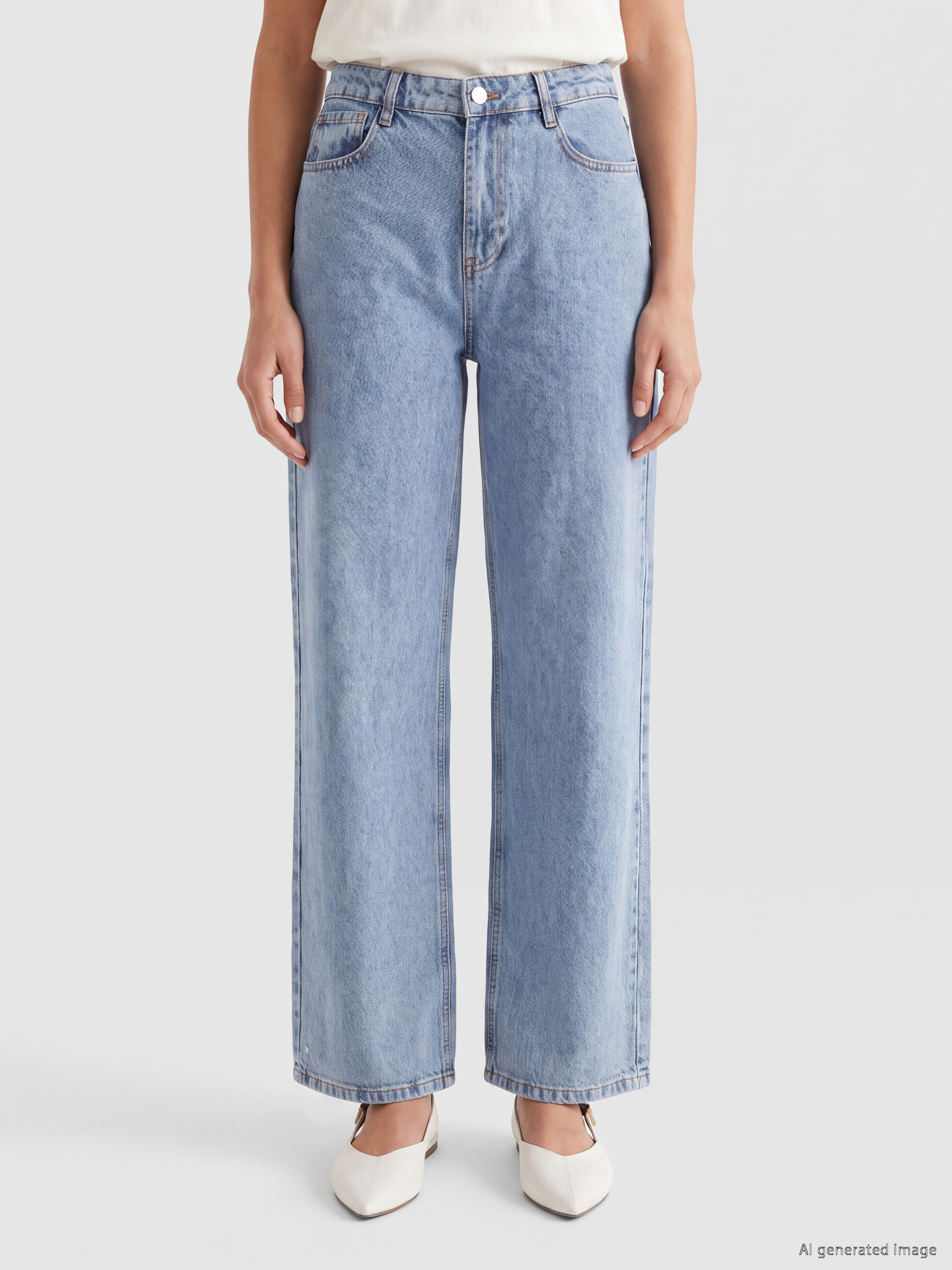 LC WAIKIKI Yüksek Bel Straight Fit Kadın Jean Pantolon görsel 2