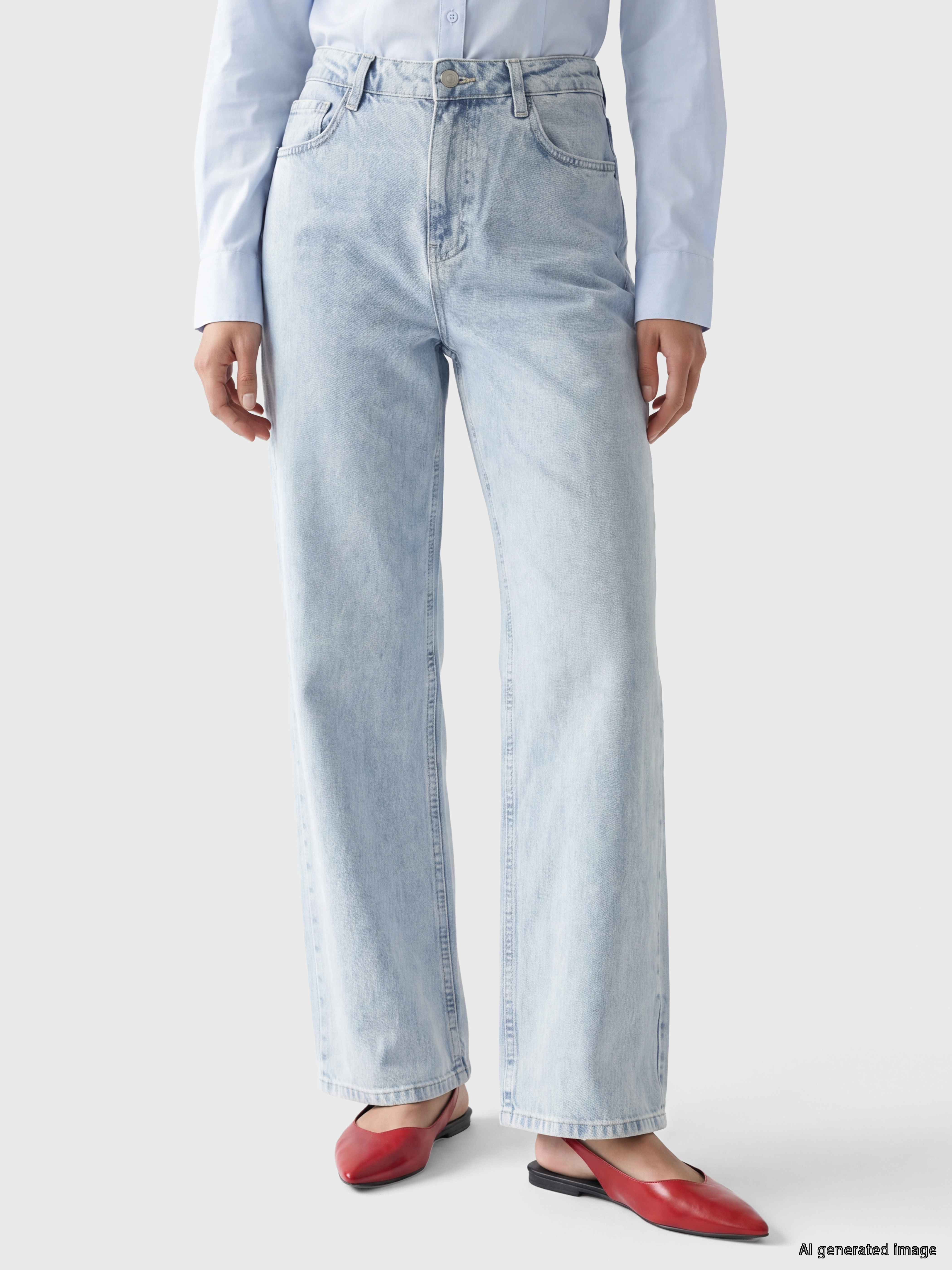 LC WAIKIKI Yüksek Bel Straight Fit Kadın Jean Pantolon görsel 2