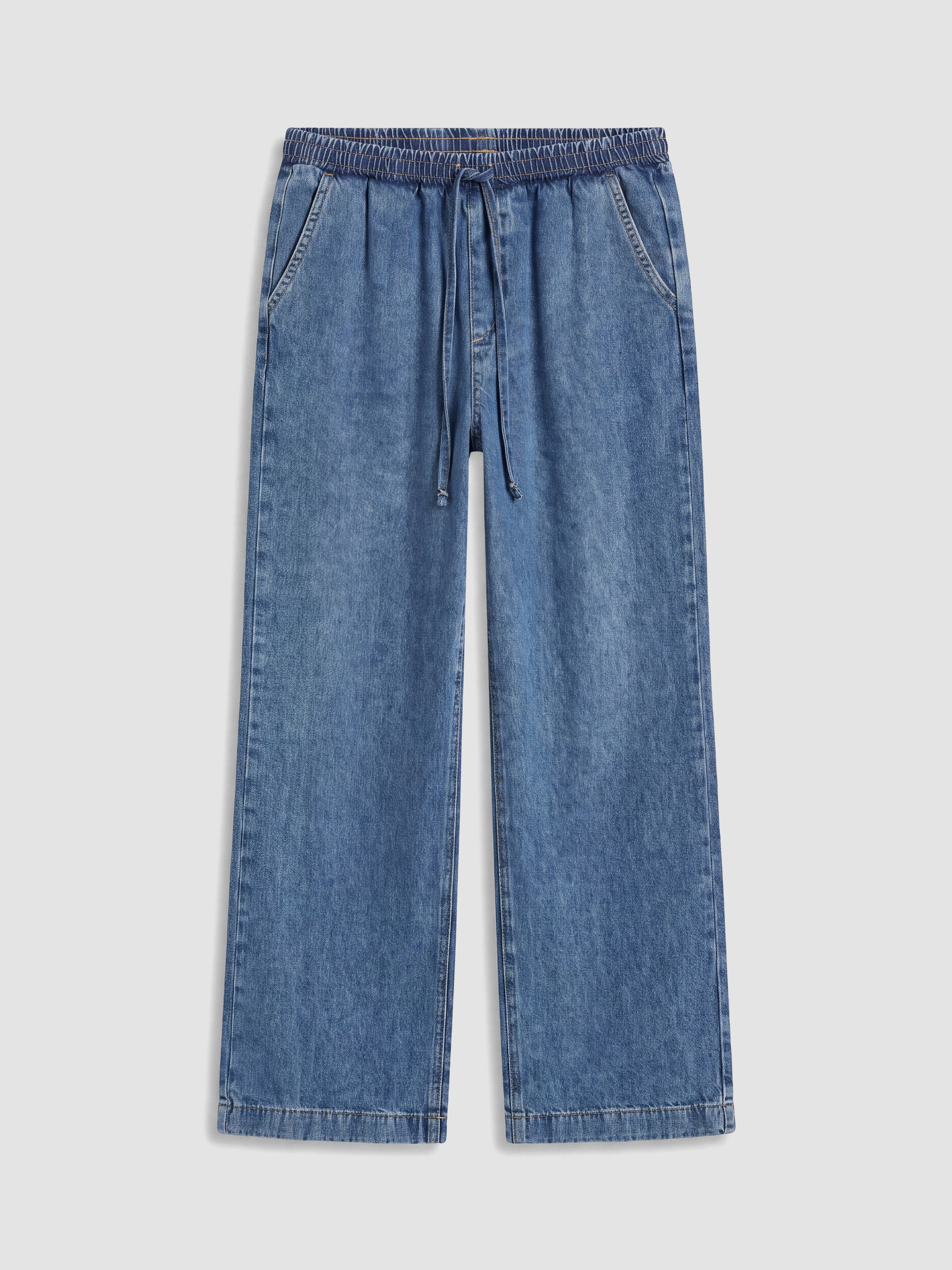 LCWAIKIKI Classic Beli Lastikli Straight Fit Kadın Jean Pantolon görsel 6