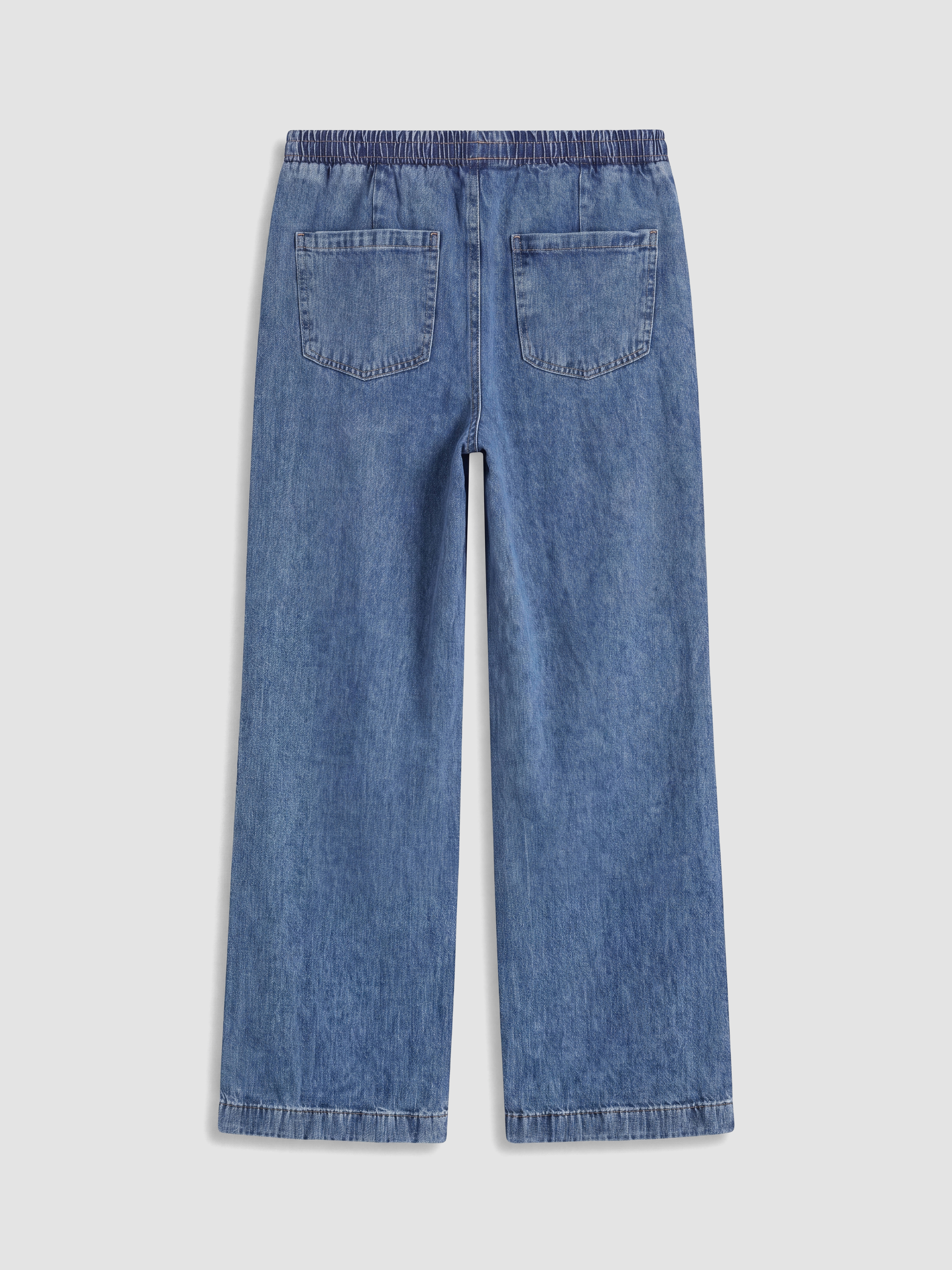 LCWAIKIKI Classic Beli Lastikli Straight Fit Kadın Jean Pantolon görsel 8