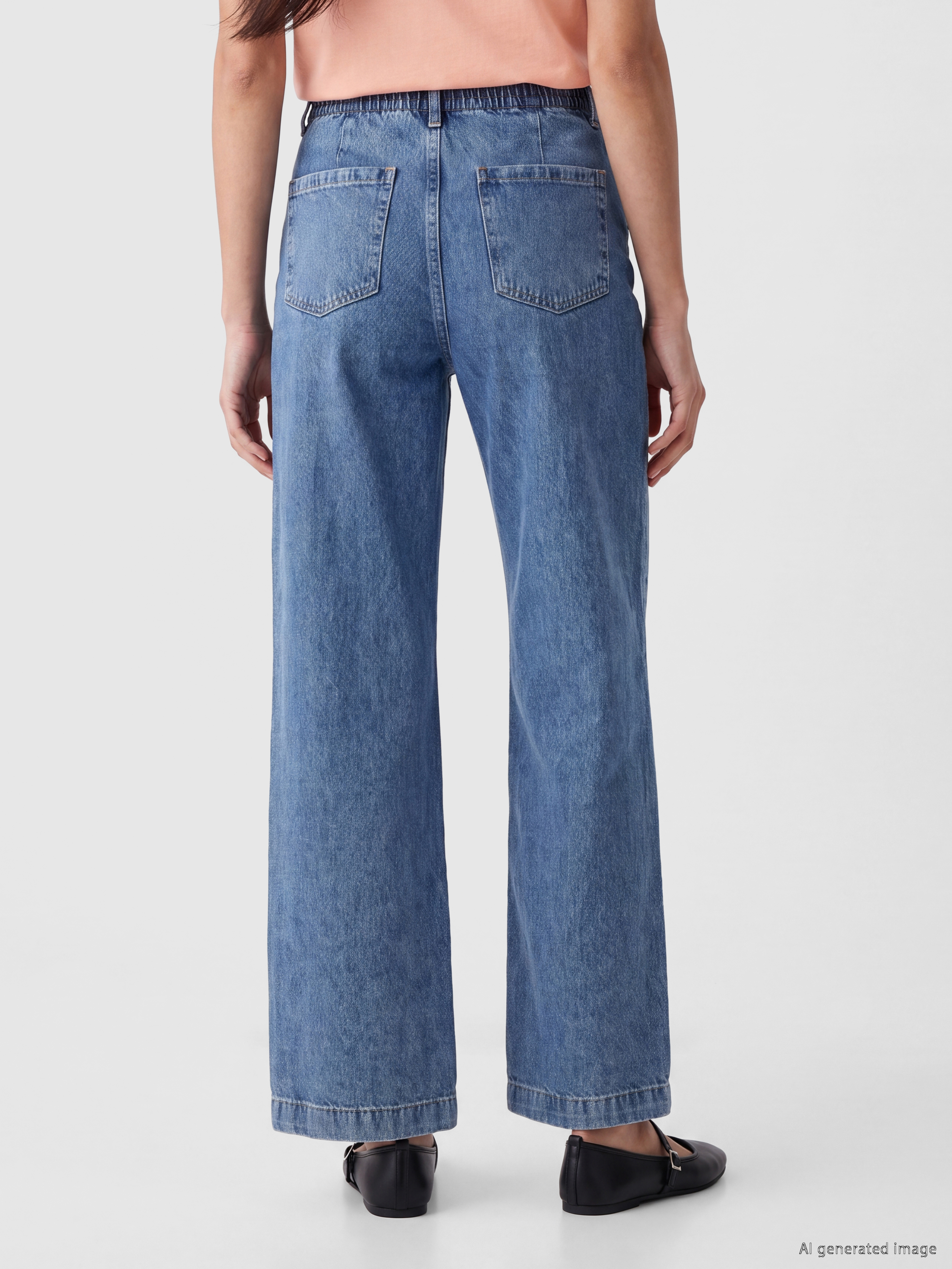 LCWAIKIKI Classic Beli Lastikli Straight Fit Kadın Jean Pantolon görsel 5