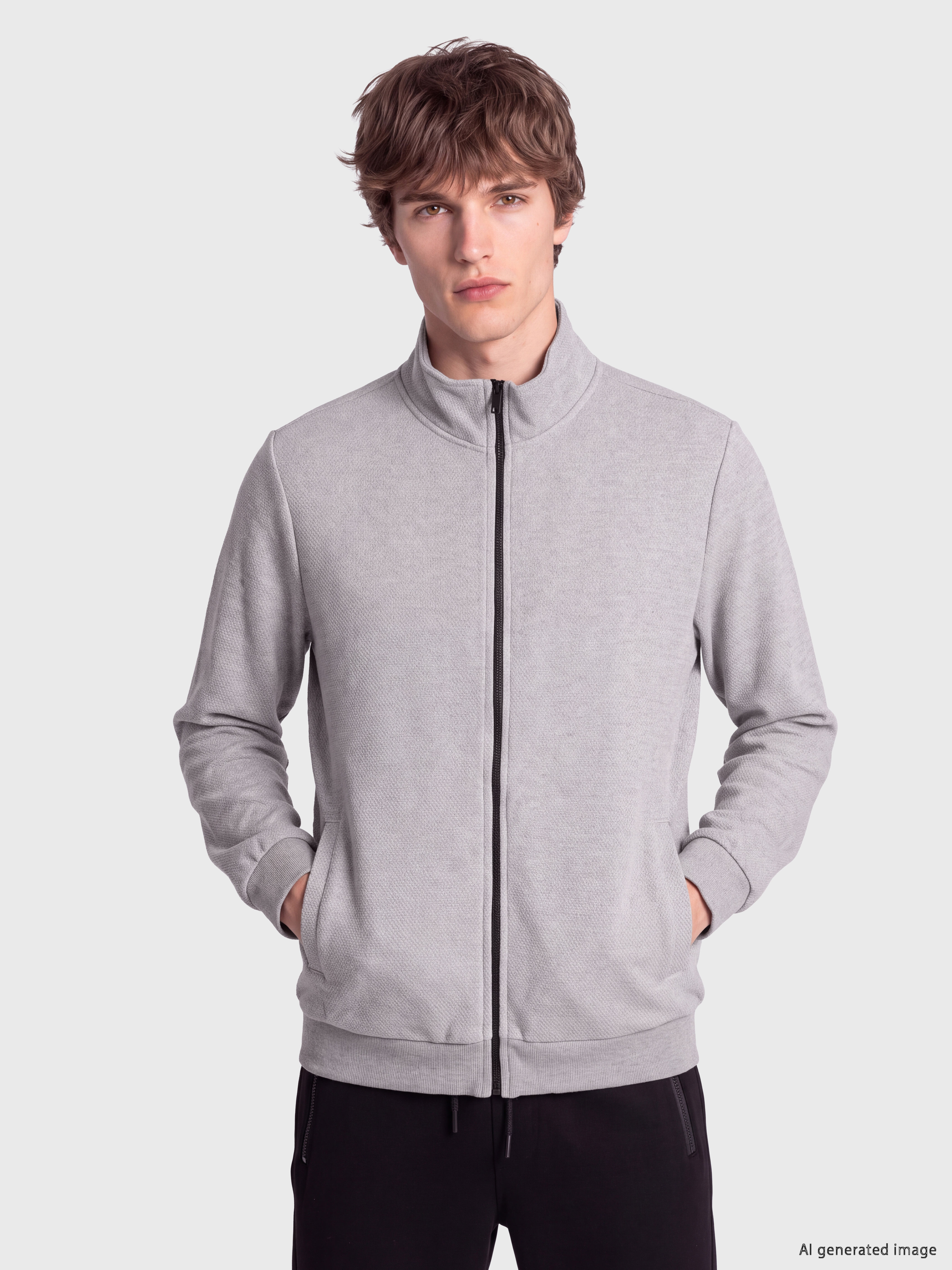 XSIDE Dik Yaka Erkek Fermuarlı Sweatshirt