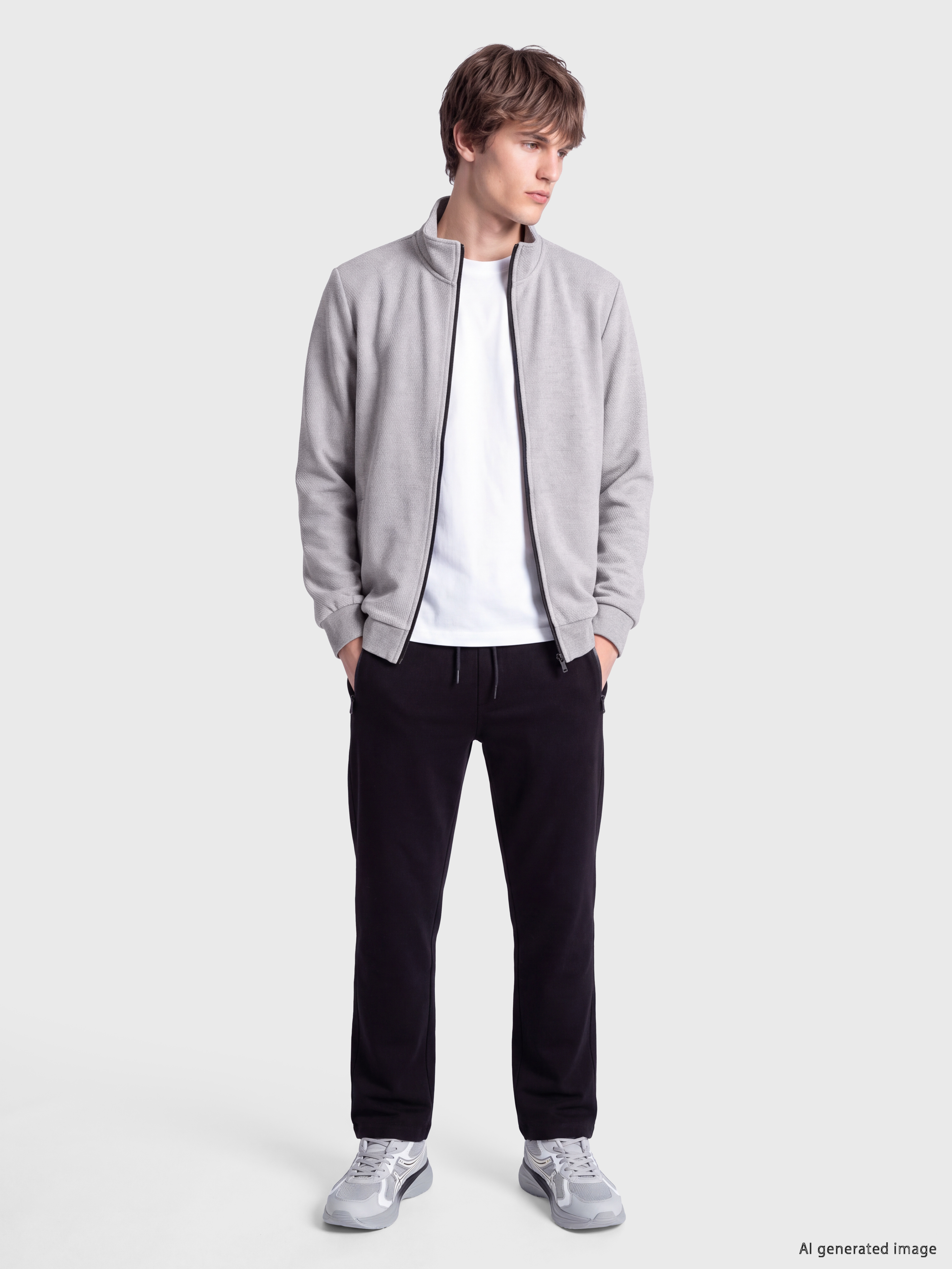 XSIDE Dik Yaka Erkek Fermuarlı Sweatshirt görsel 2