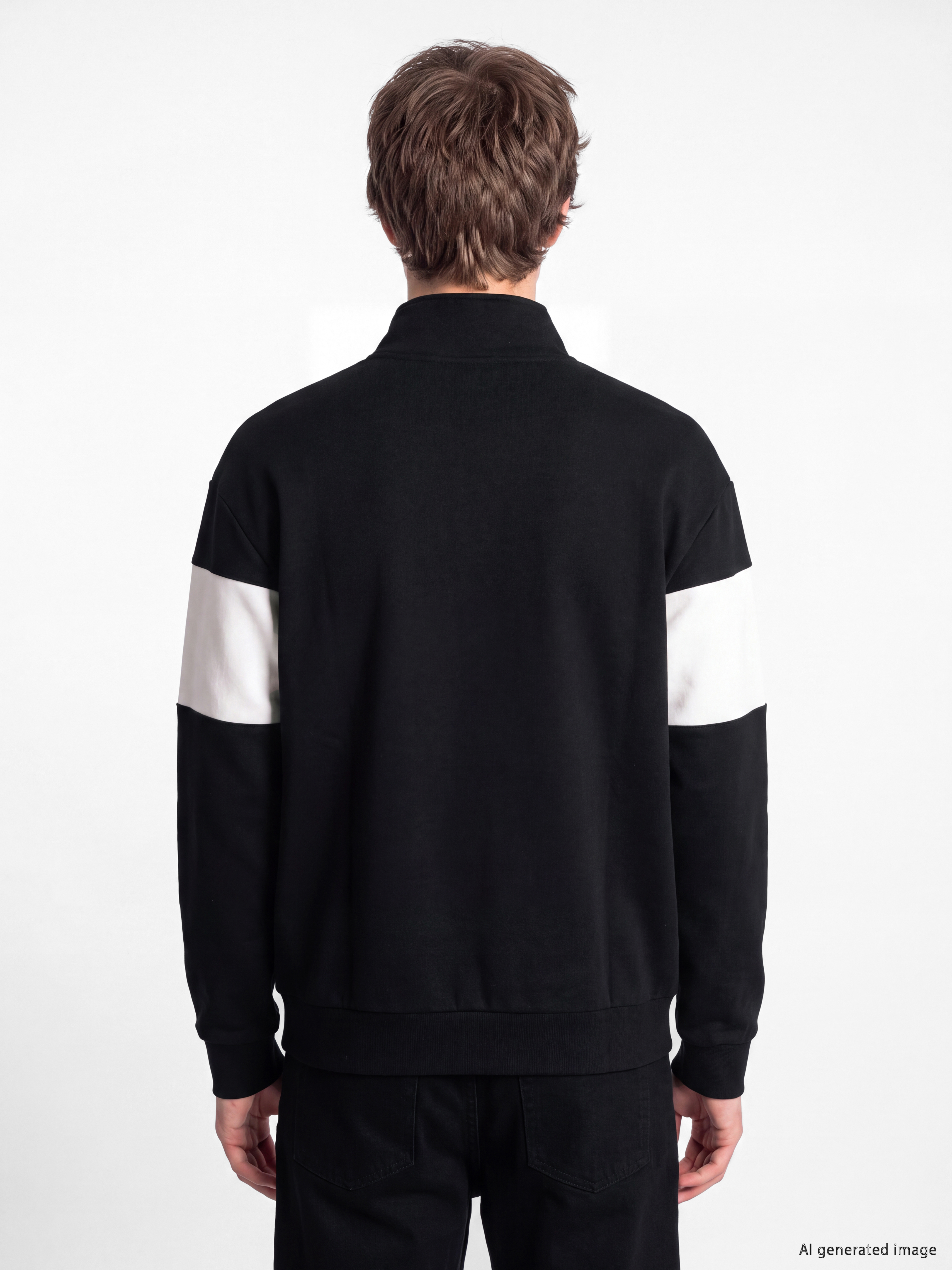 XSIDE Dik Yaka Renk Bloklu Erkek Sweatshirt görsel 4