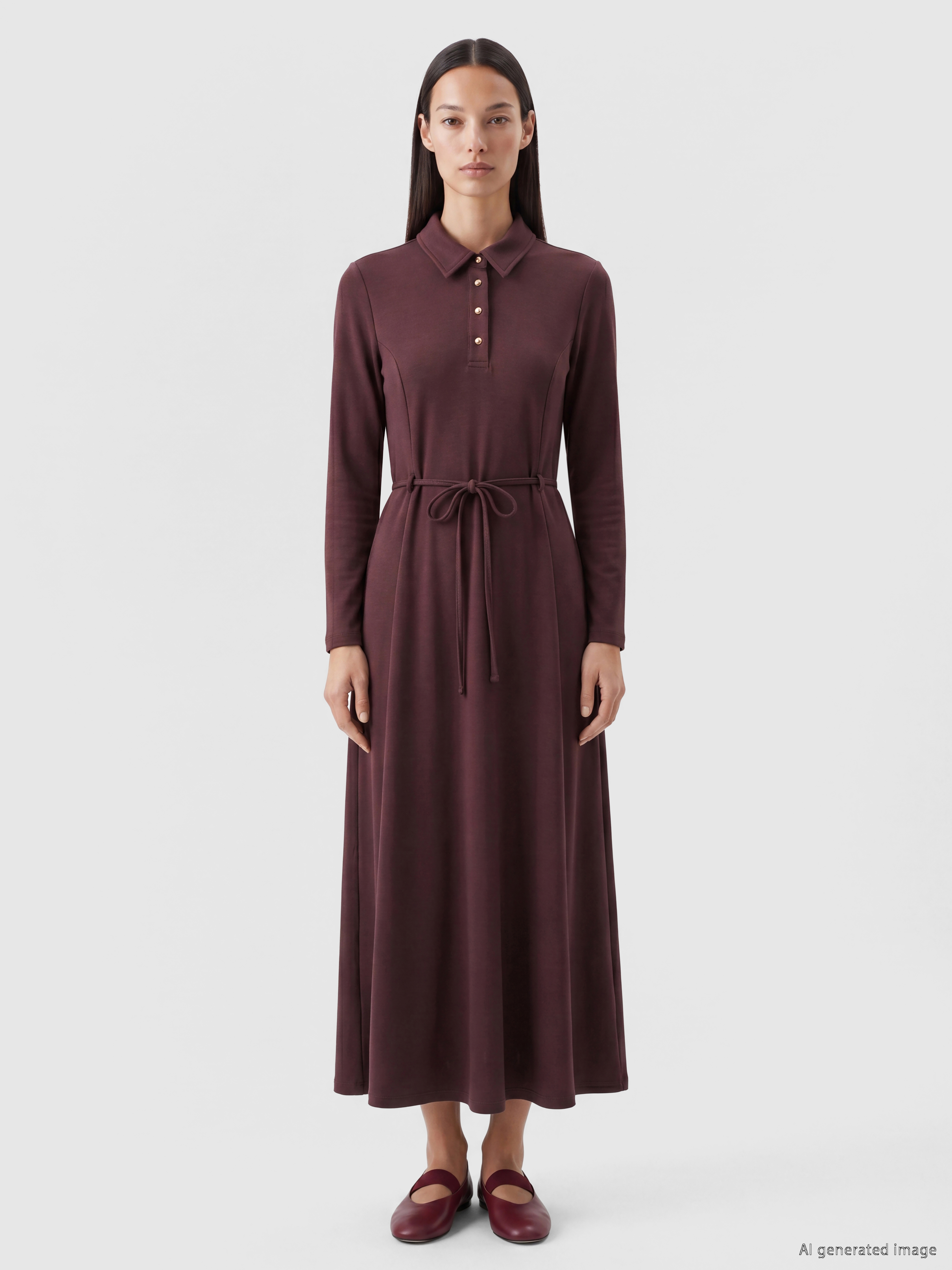 LCW EVERYDAY Polo Yaka Belden Oturtmalı Elbise