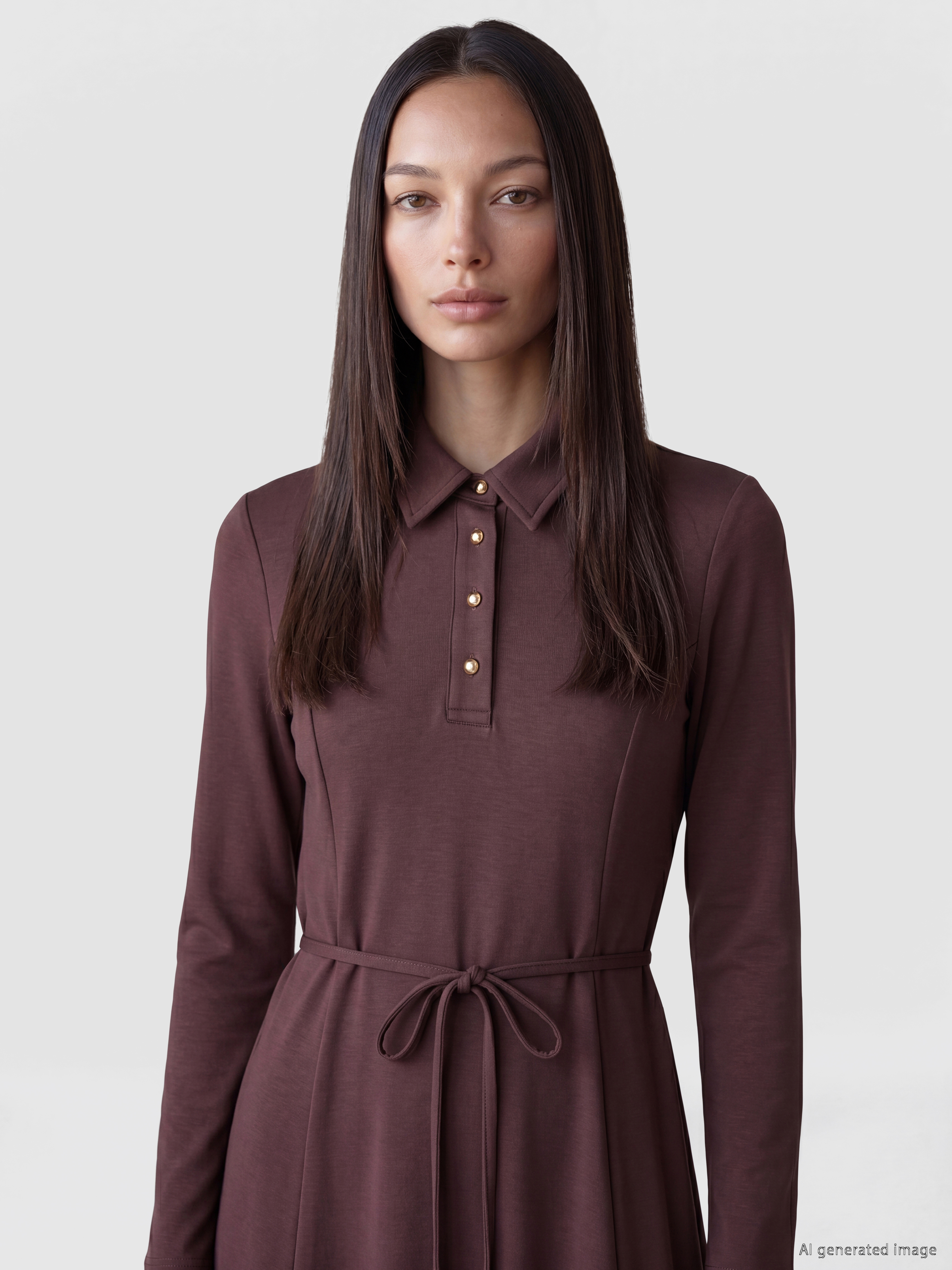 LCW EVERYDAY Polo Yaka Belden Oturtmalı Elbise görsel 2