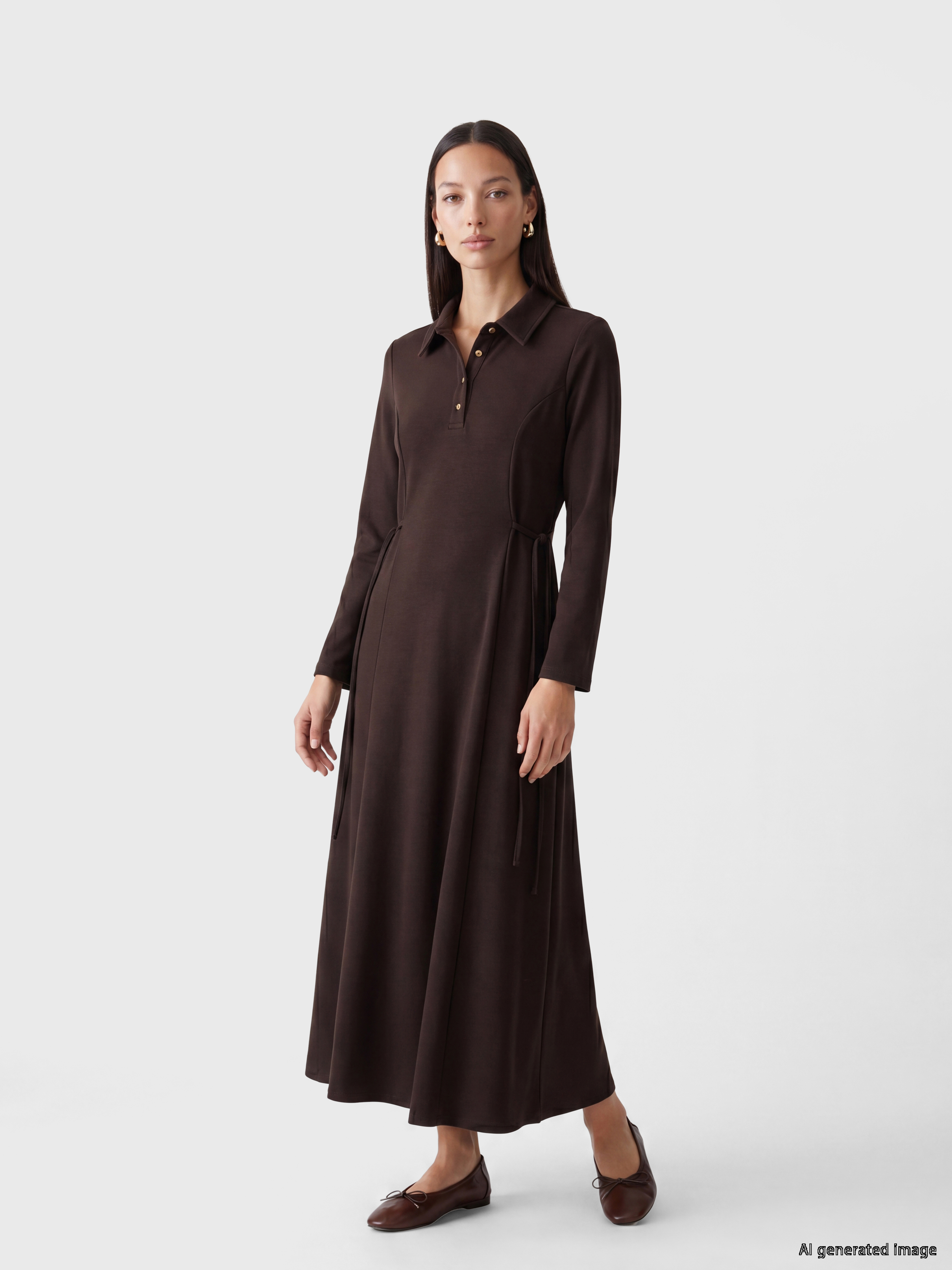 LCW EVERYDAY Polo Yaka Belden Oturtmalı Elbise