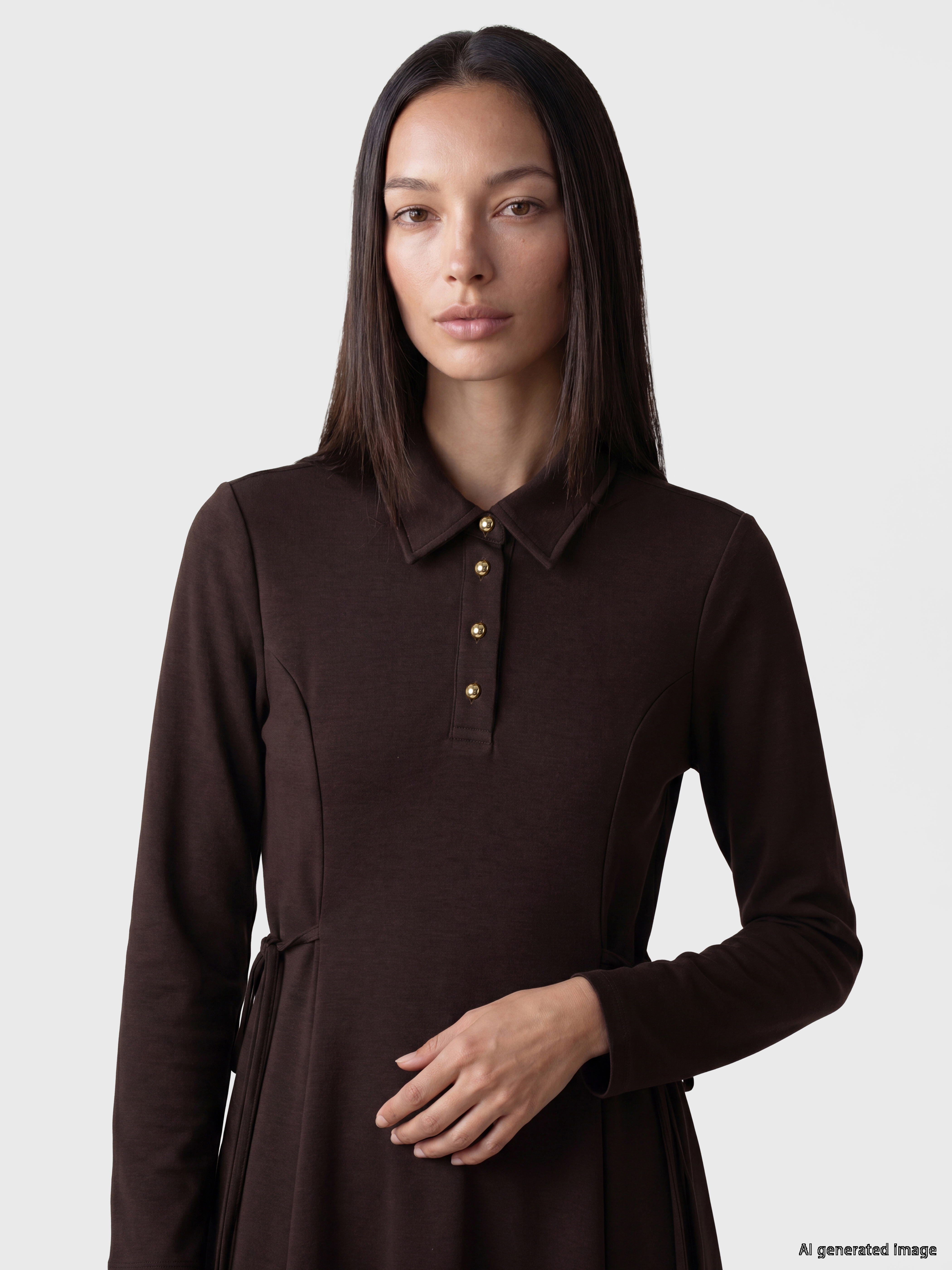 LCW EVERYDAY Polo Yaka Belden Oturtmalı Elbise görsel 2