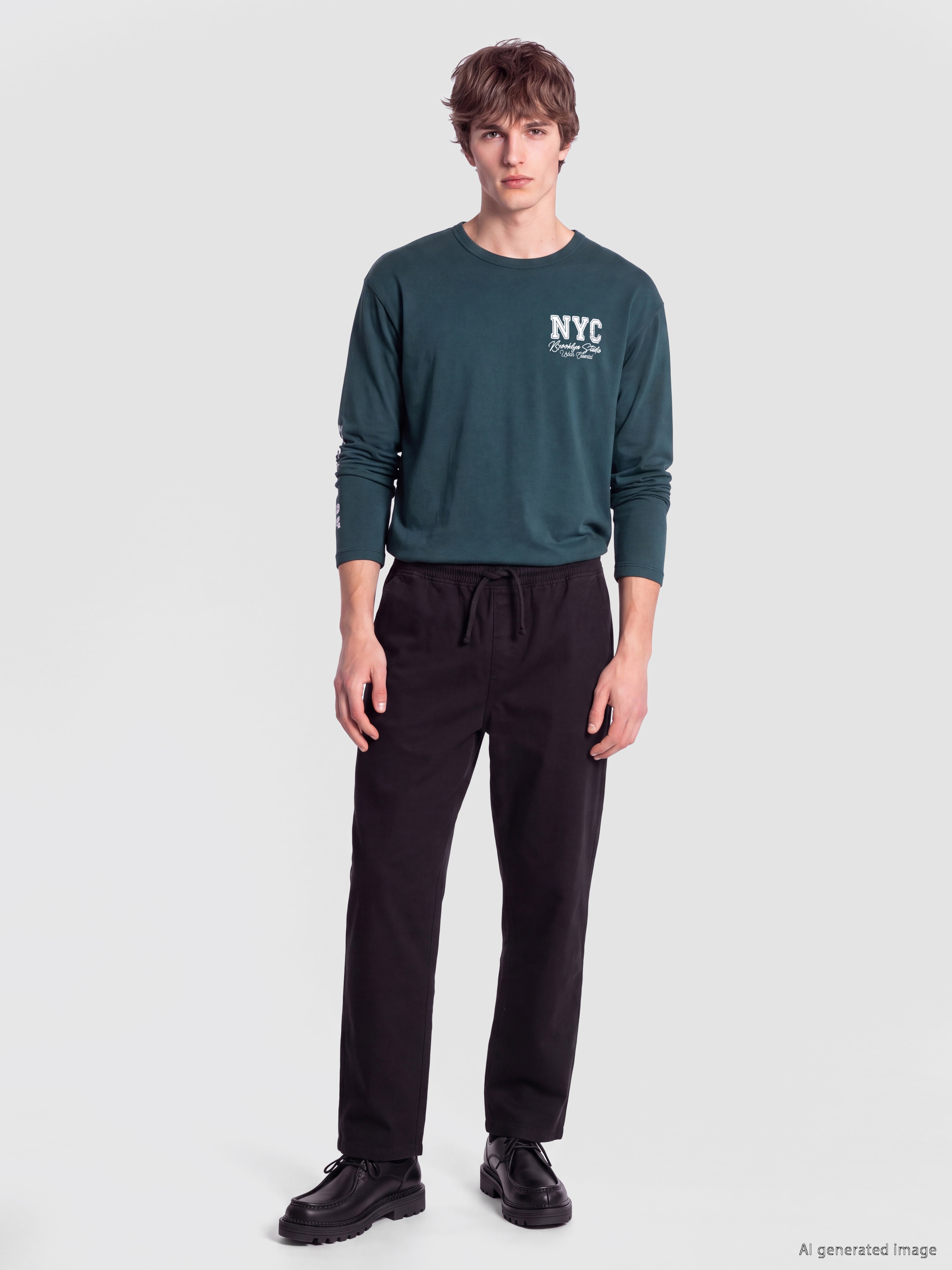 XSIDE Bisiklet Yaka NYC Baskılı Sweatshirt görsel 2