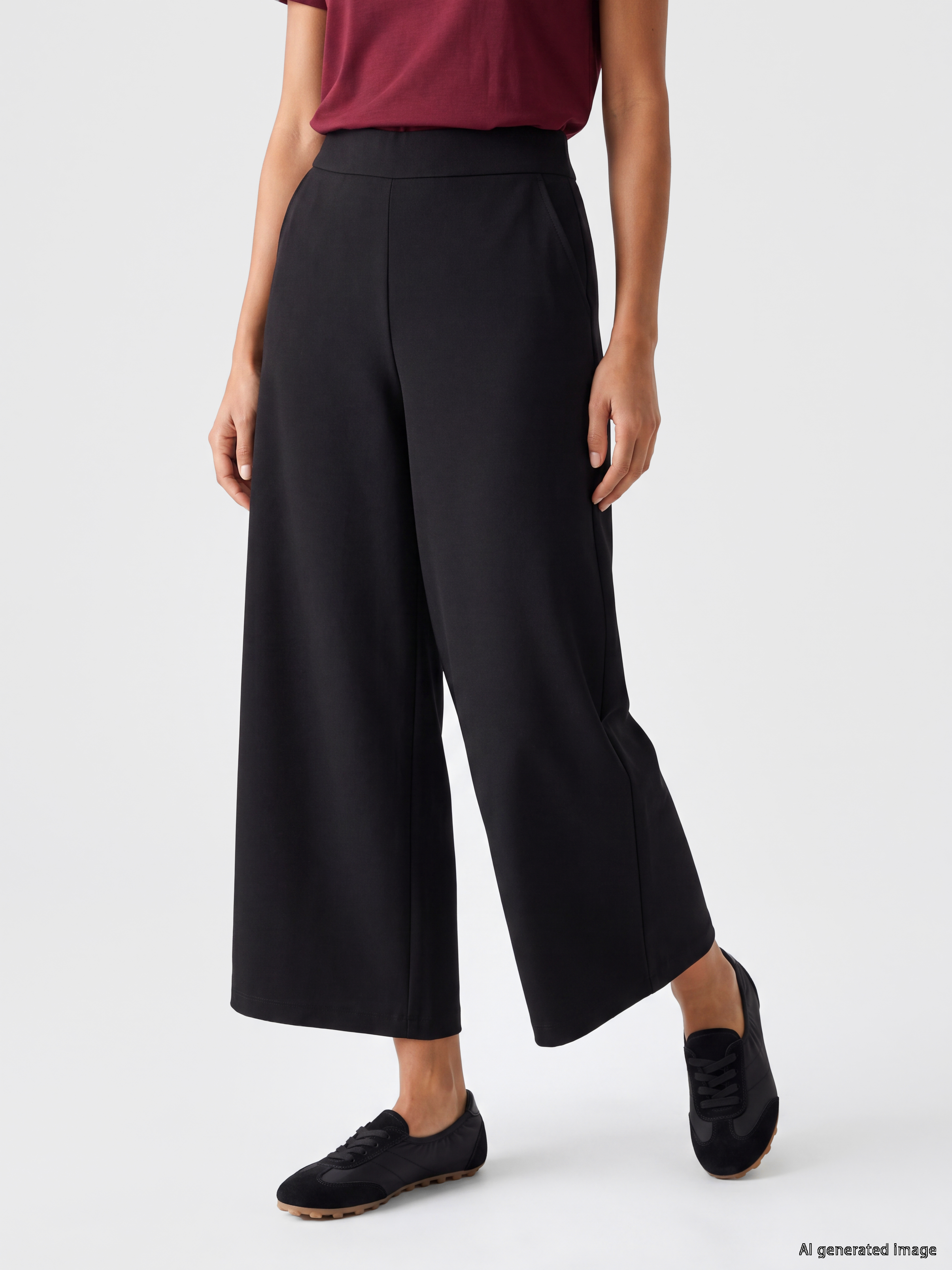 LCWAIKIKI Classic Beli Lastikli Geniş Paça Kadın Pantolon görsel 2