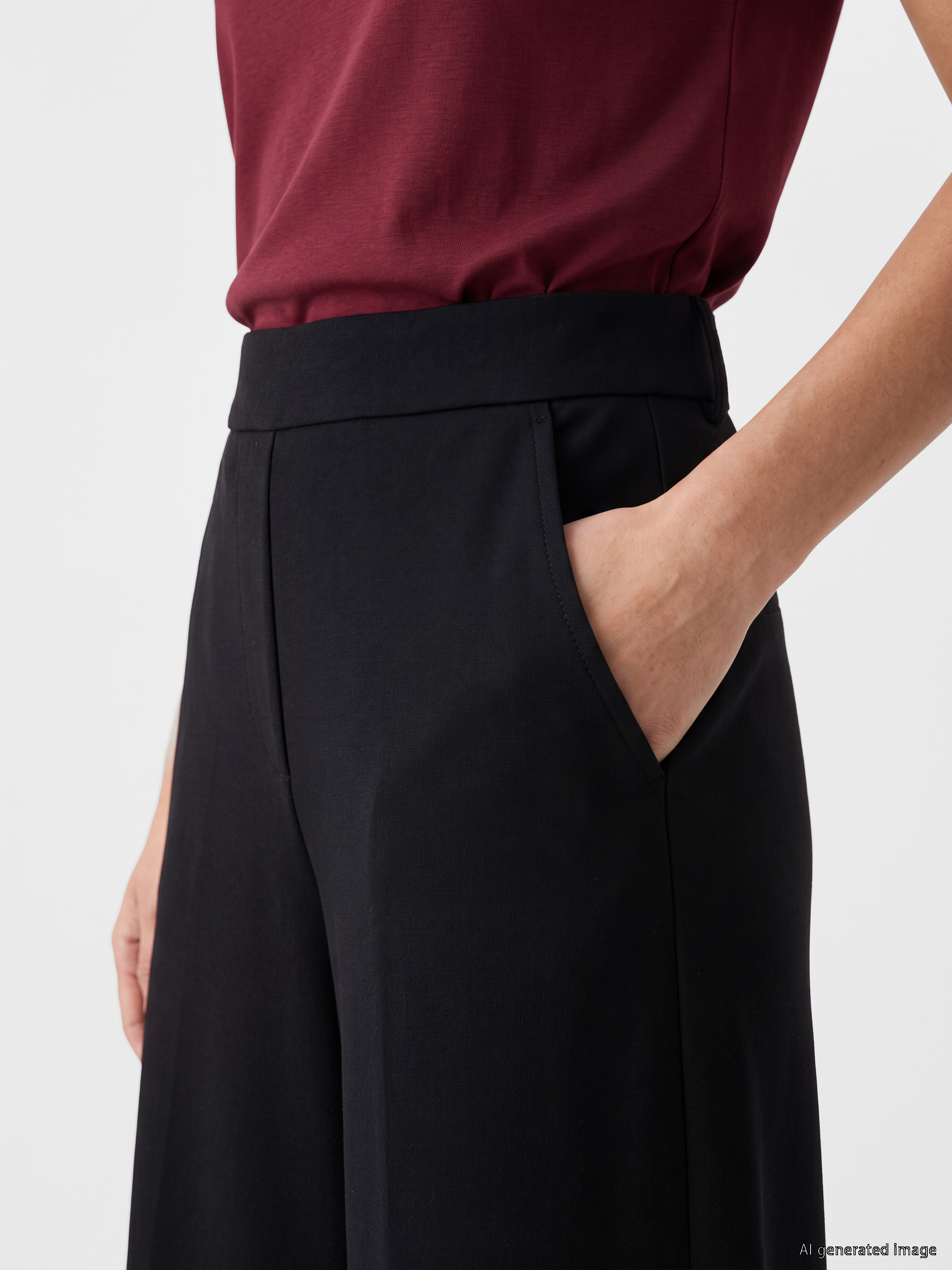 LCWAIKIKI Classic Beli Lastikli Geniş Paça Kadın Pantolon görsel 3