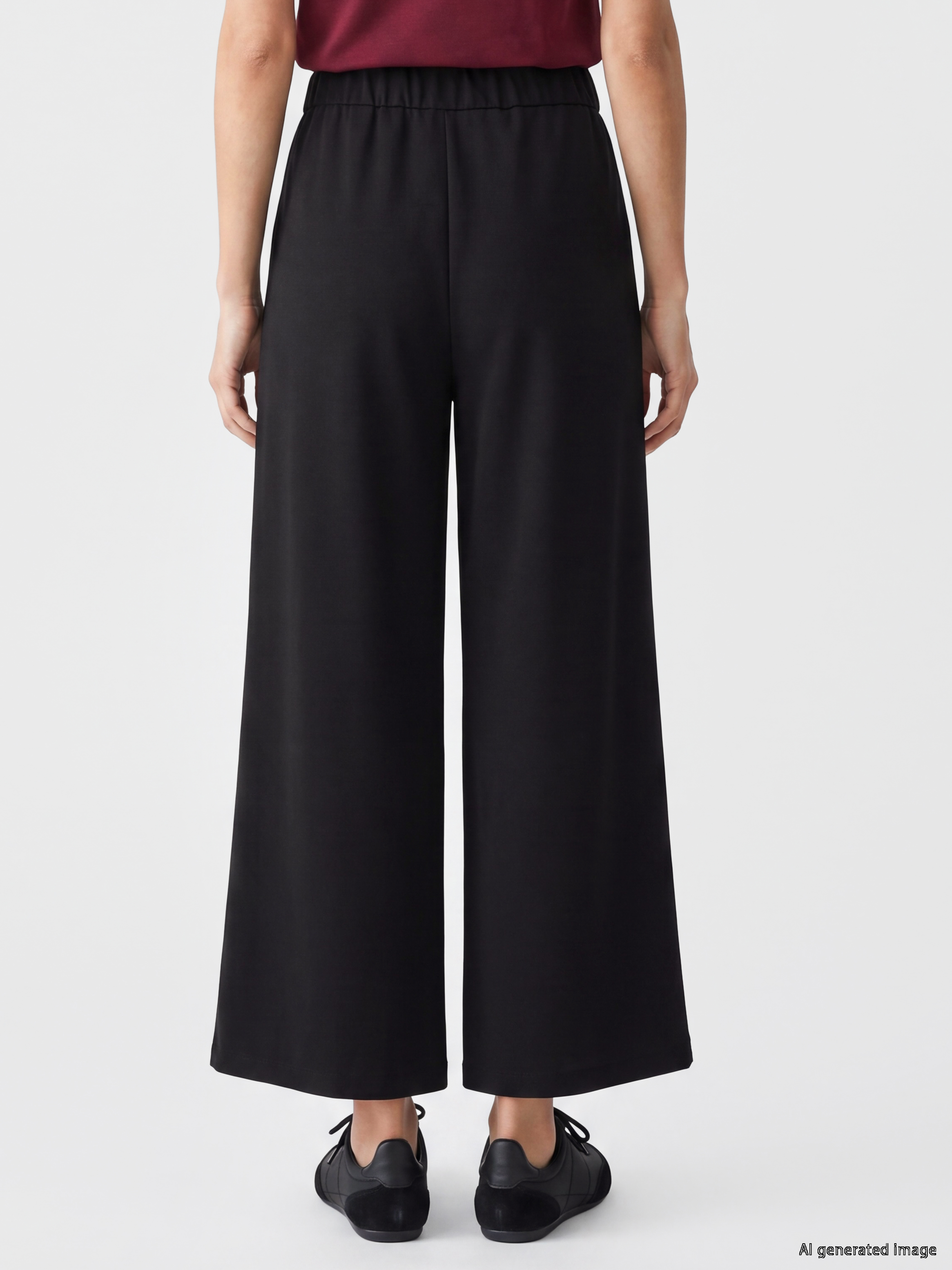 LCWAIKIKI Classic Beli Lastikli Geniş Paça Kadın Pantolon görsel 4