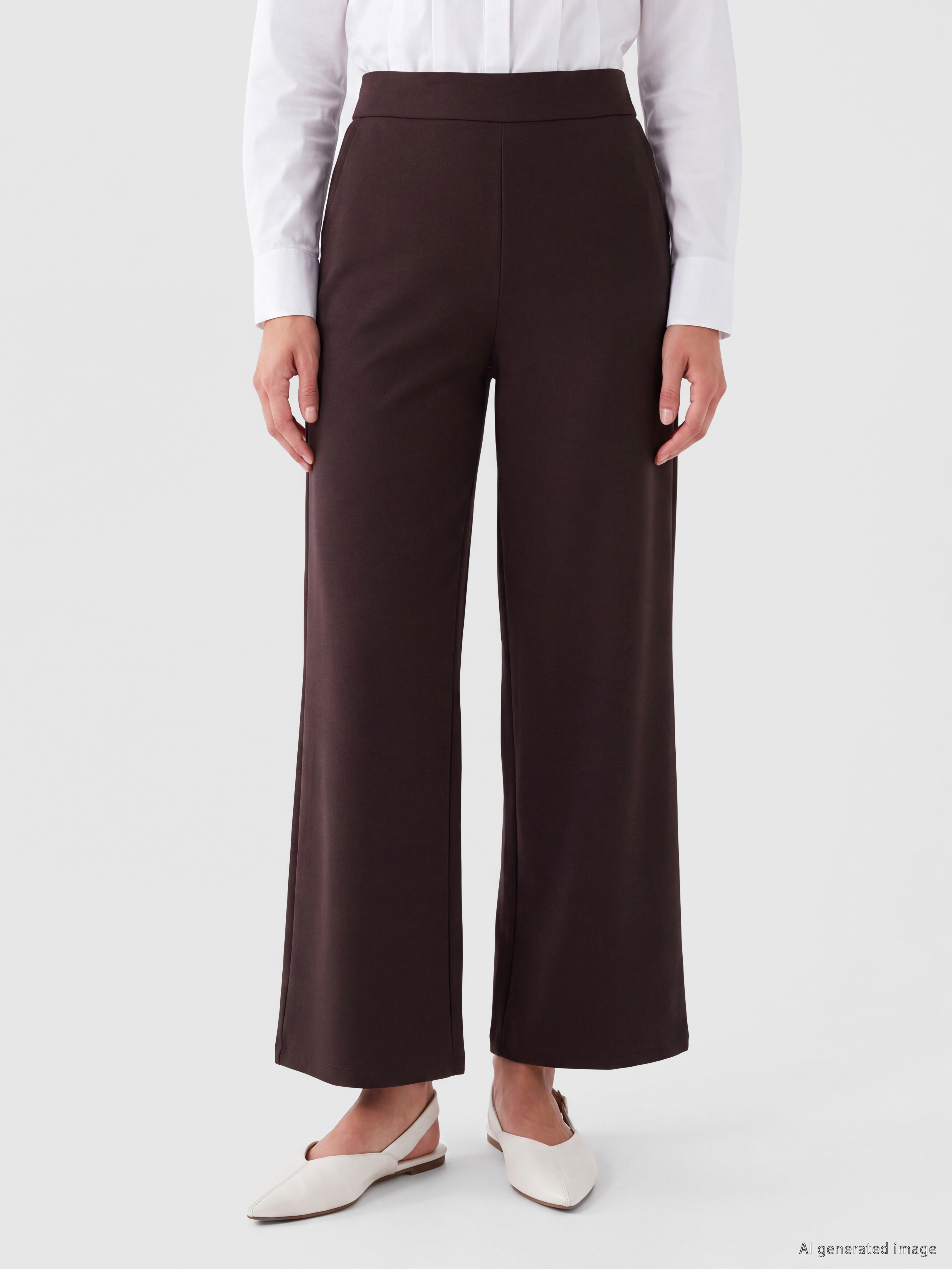 LCWAIKIKI Classic Beli Lastikli Geniş Paça Kadın Pantolon görsel 2