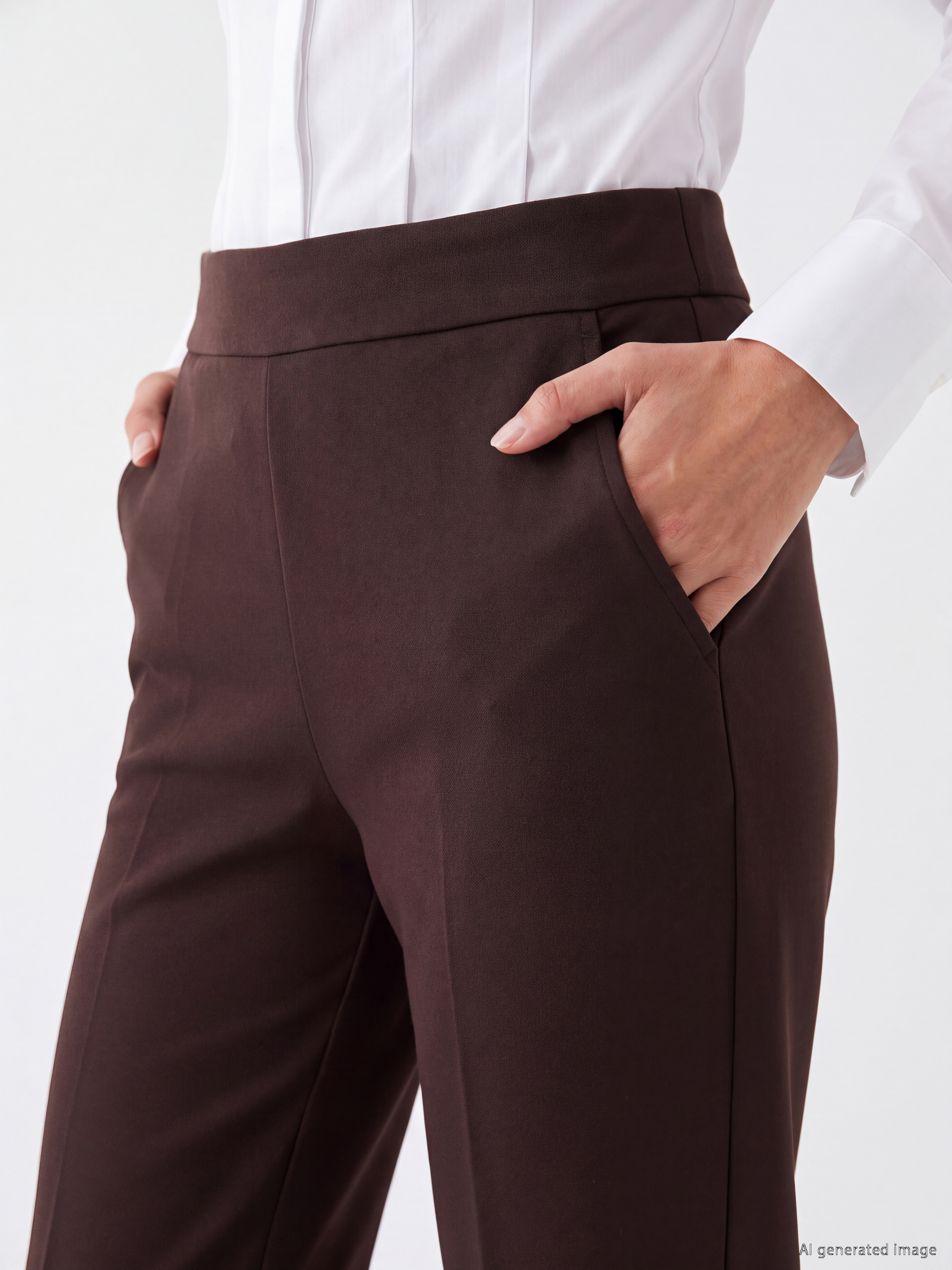 LCWAIKIKI Classic Beli Lastikli Geniş Paça Kadın Pantolon görsel 3