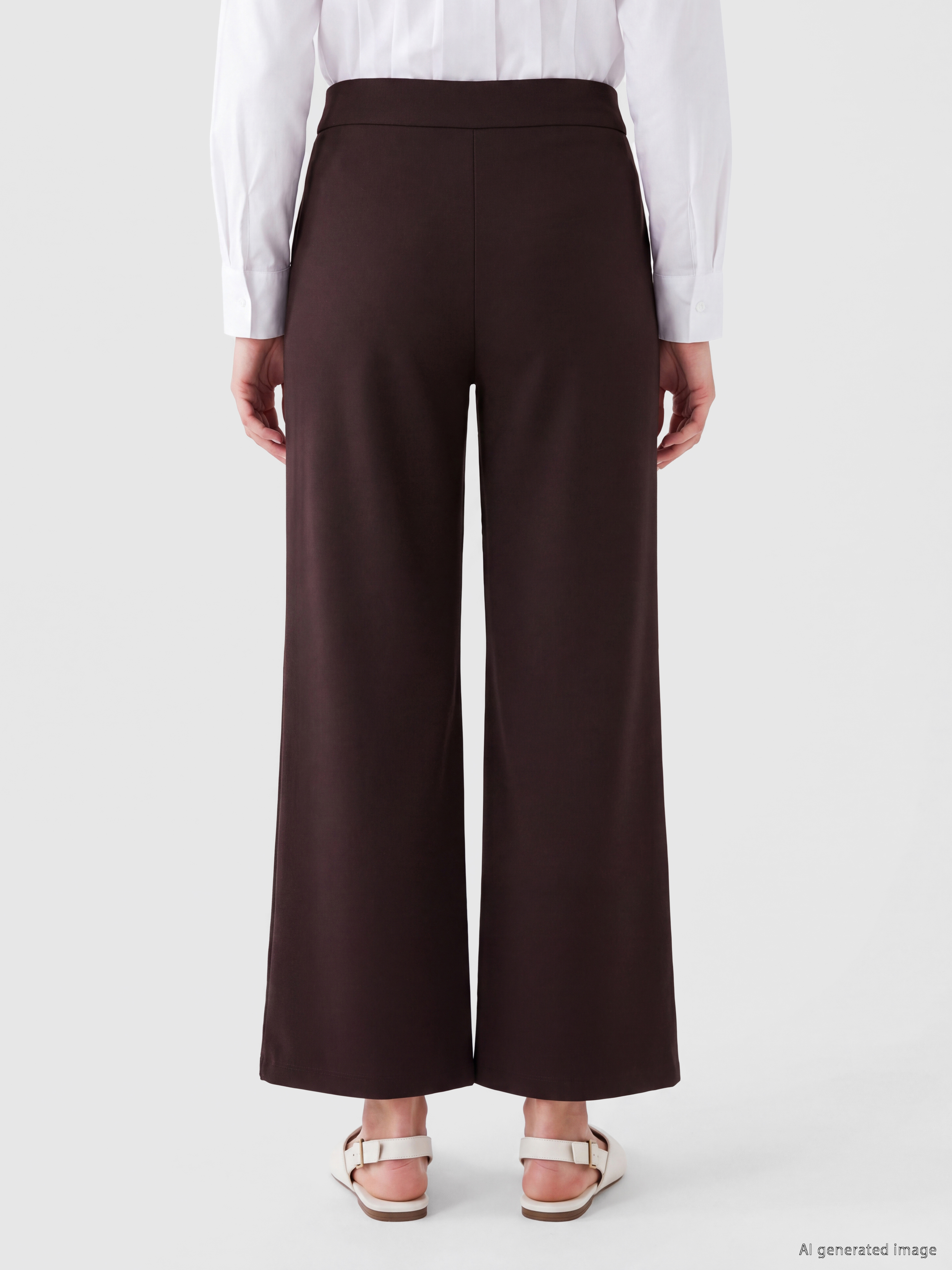 LCWAIKIKI Classic Beli Lastikli Geniş Paça Kadın Pantolon görsel 4