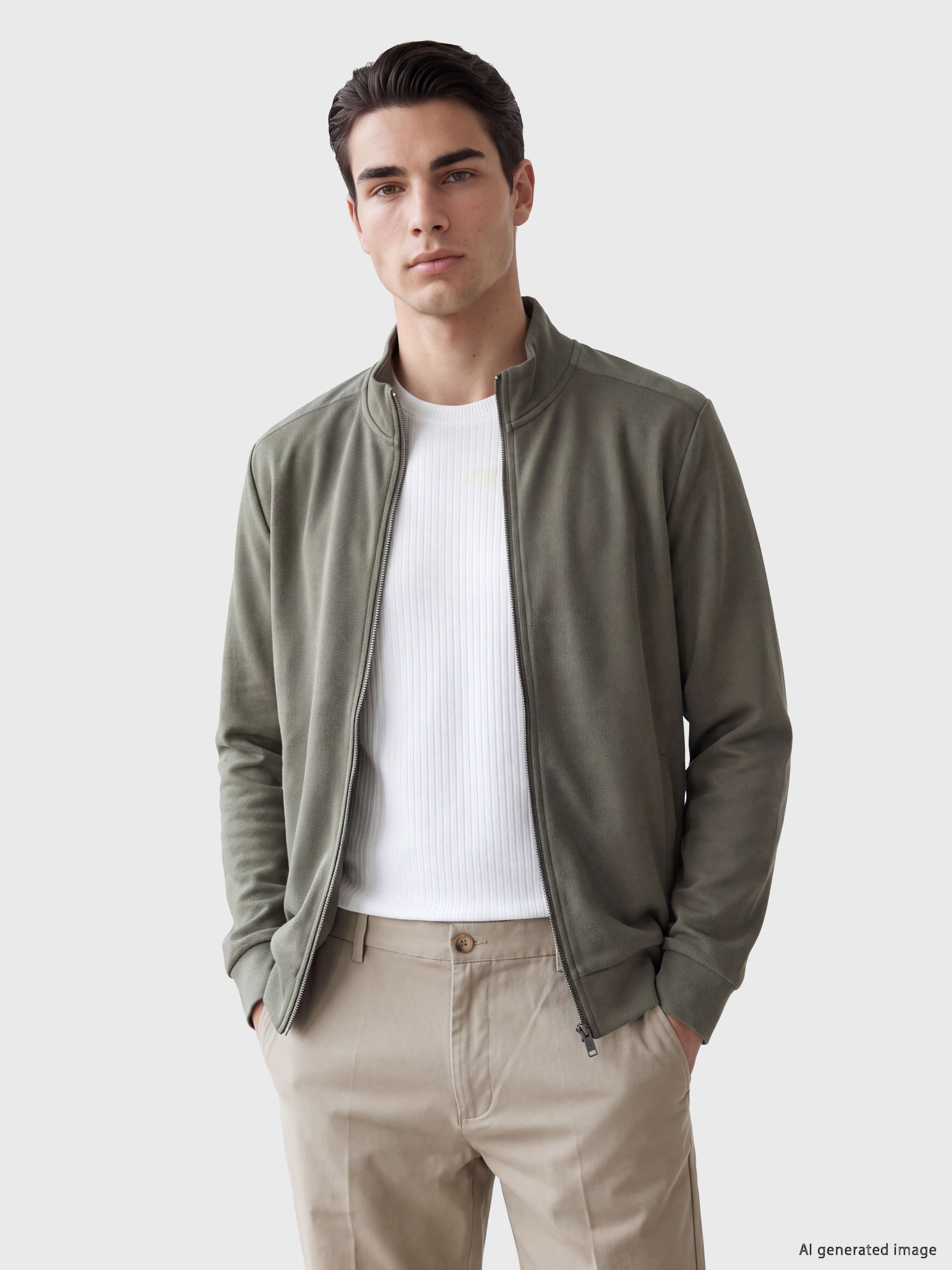 LCWAIKIKI Classic Dik Yaka Erkek Fermuarlı Sweatshirt