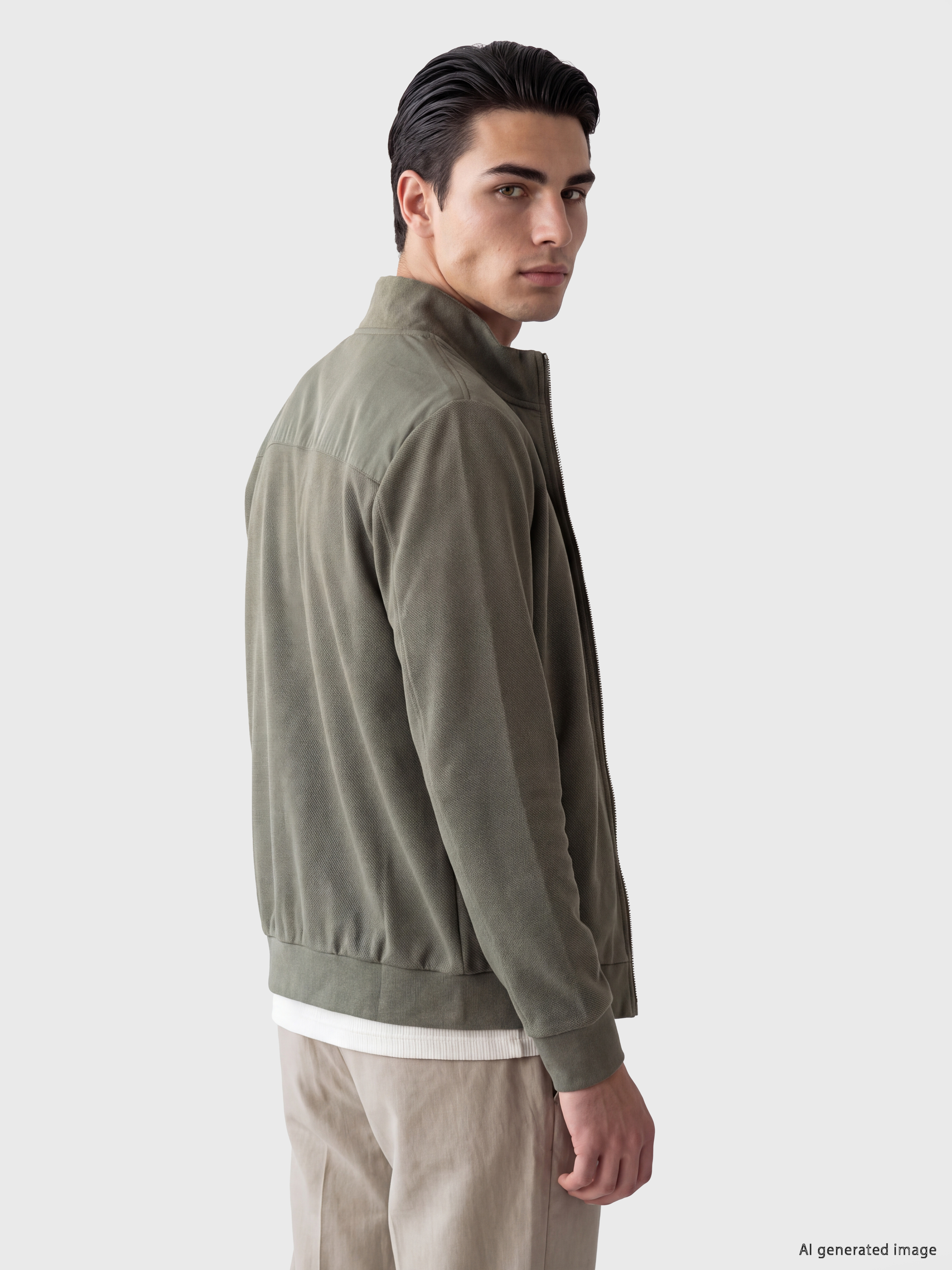 LCWAIKIKI Classic Dik Yaka Erkek Fermuarlı Sweatshirt görsel 3
