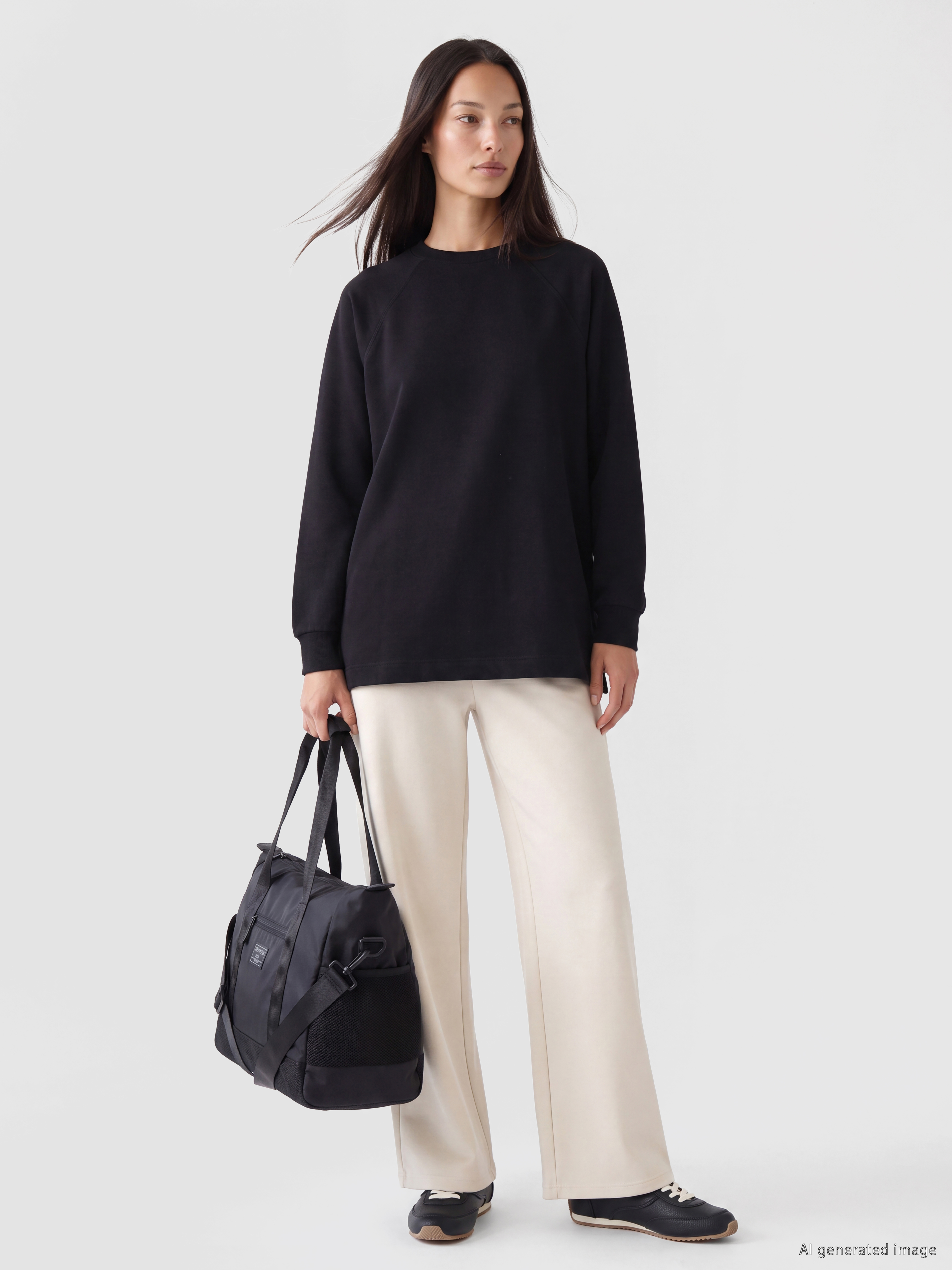 LC WAIKIKI Soft Touch Oversize Kadın Sweatshirt Tunik görsel 2